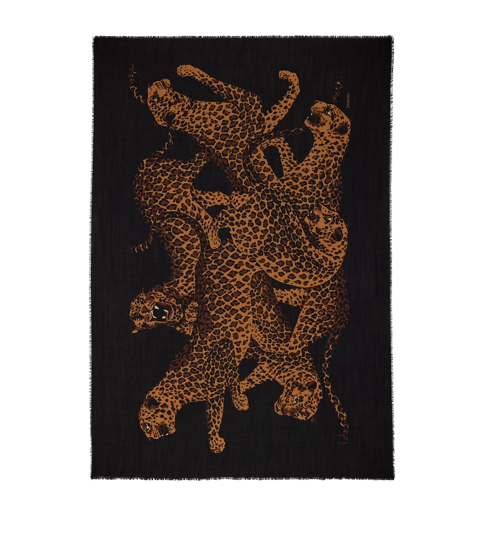 Saint Laurent Wool Leopard Scarf