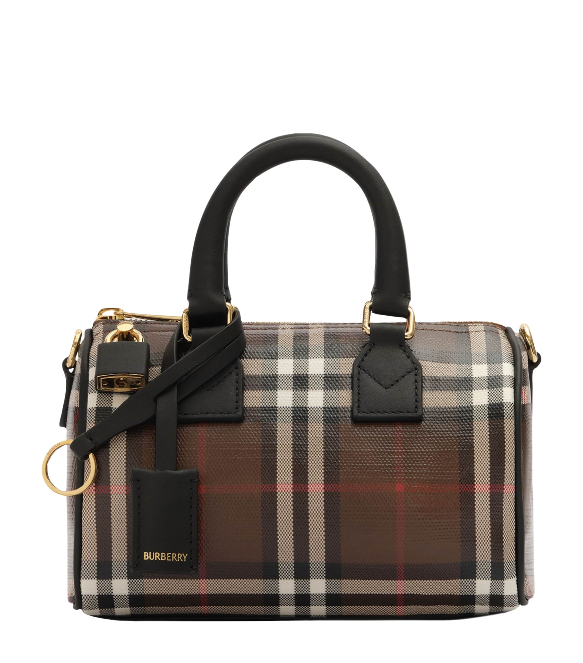 Burberry Mini Check Bowling Bag Chocolate Brown
