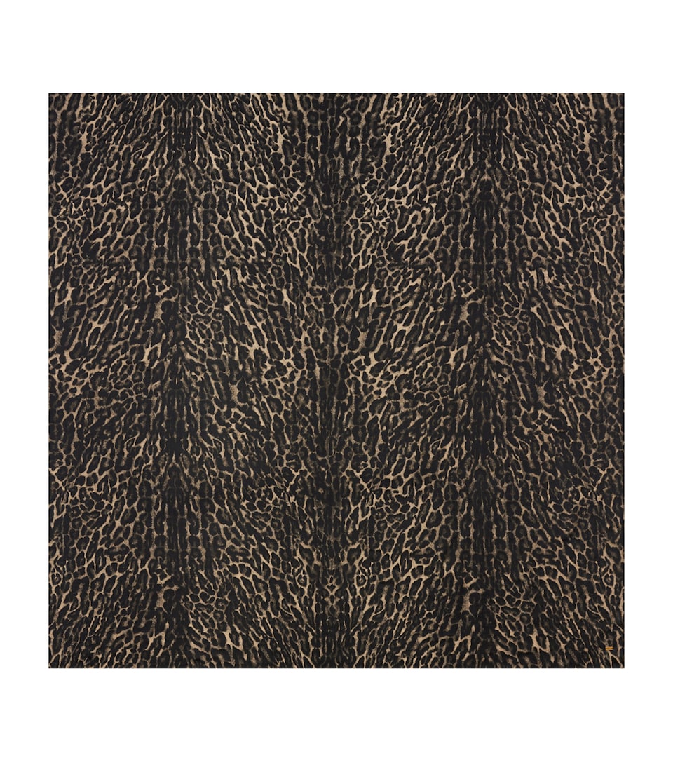Silk-Cashmere Leopard Print Square Scarf