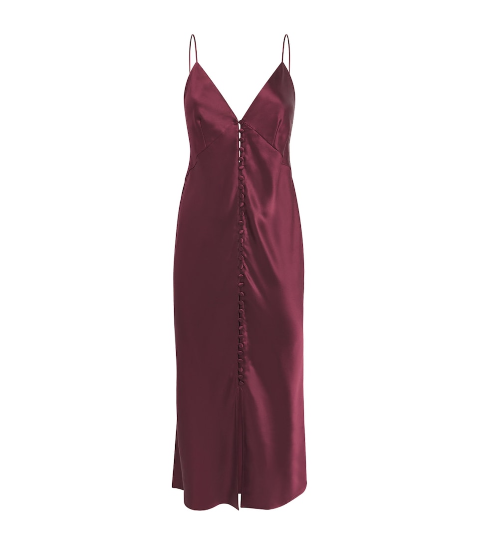 Olivia von Halle Womens Silk Ilse Midi Slip Dress Raisin