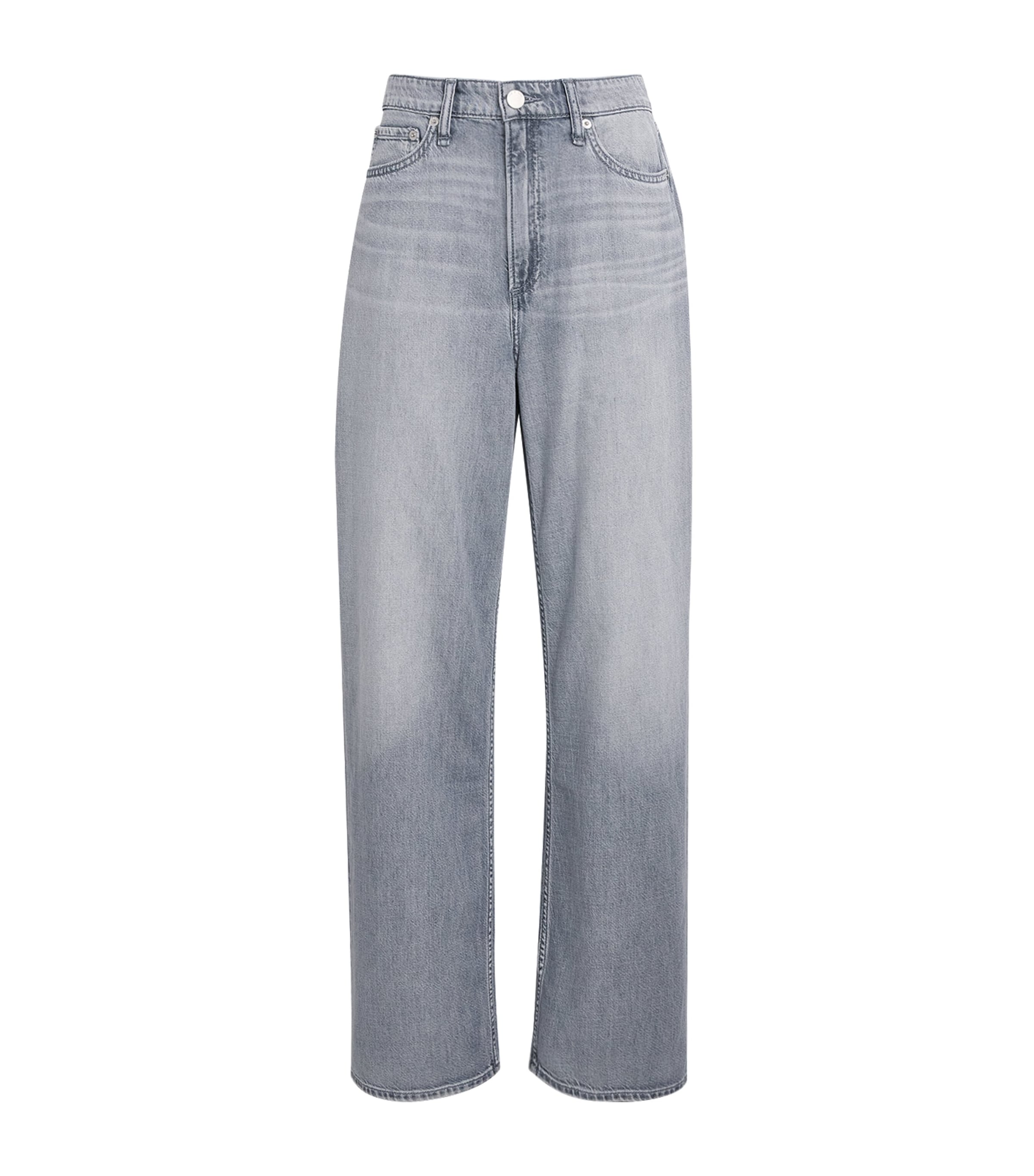 Rag & Bone Womens Featherweight Logan Mid-Rise Wide-Leg Jeans Sterling