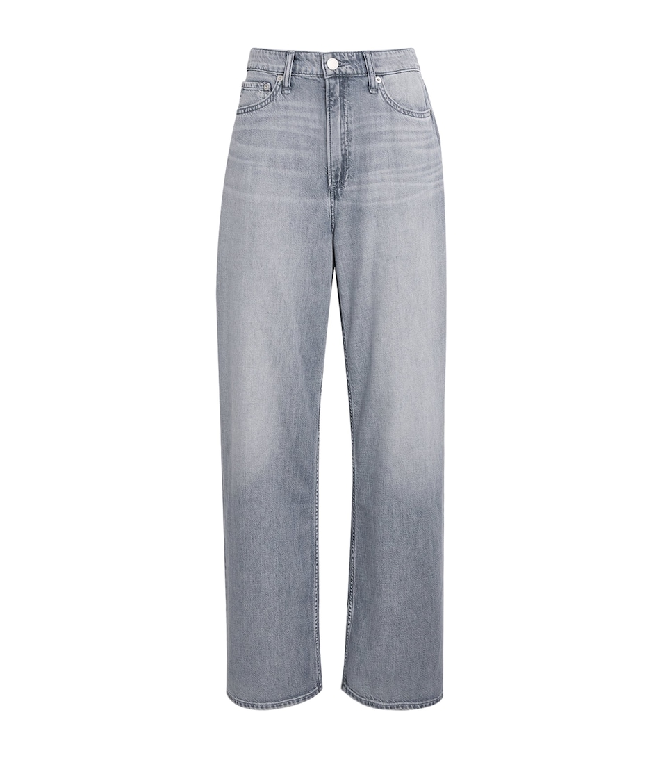 Rag & Bone Womens Featherweight Logan Mid-Rise Wide-Leg Jeans Sterling