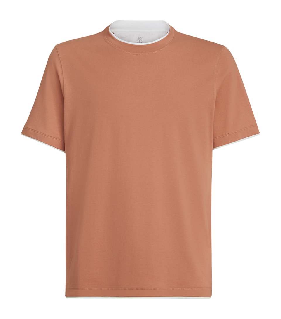 Brunello Cucinelli Mens Cotton Faux-Layered T-Shirt