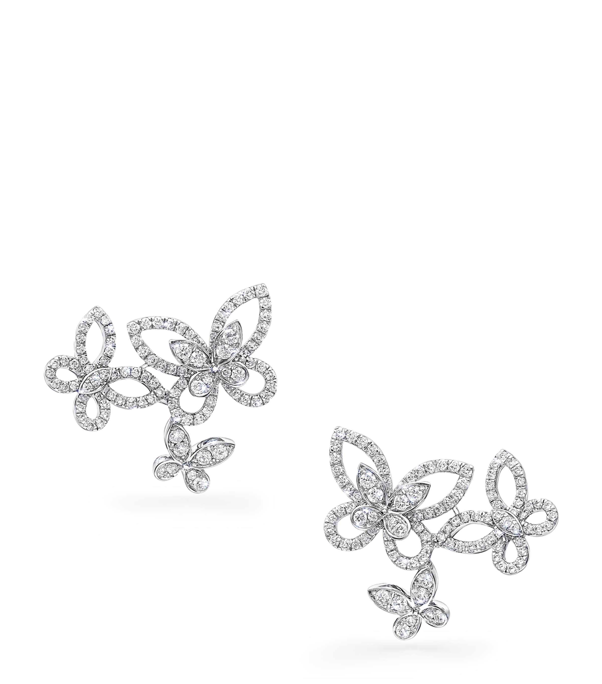 White Gold and Diamond Butterfly Earrings