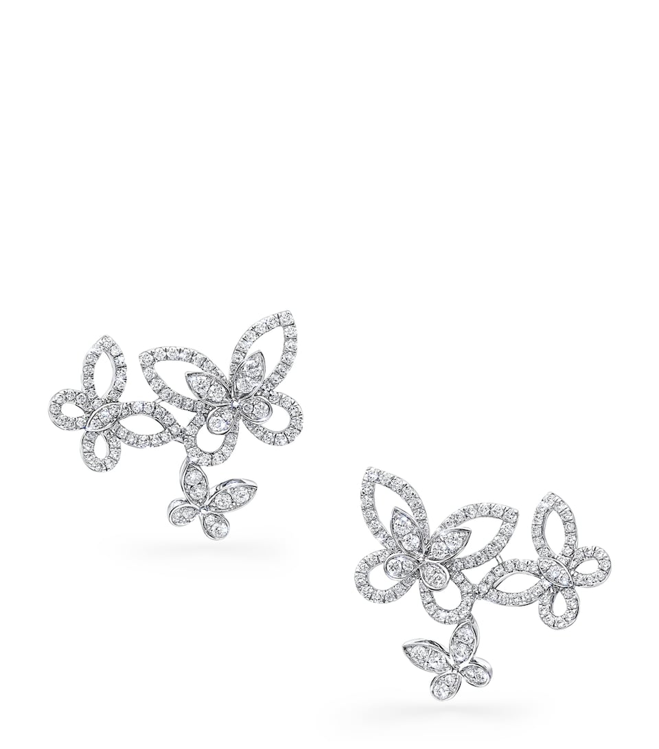 Graff White Gold and Diamond Butterfly Earrings White Gold