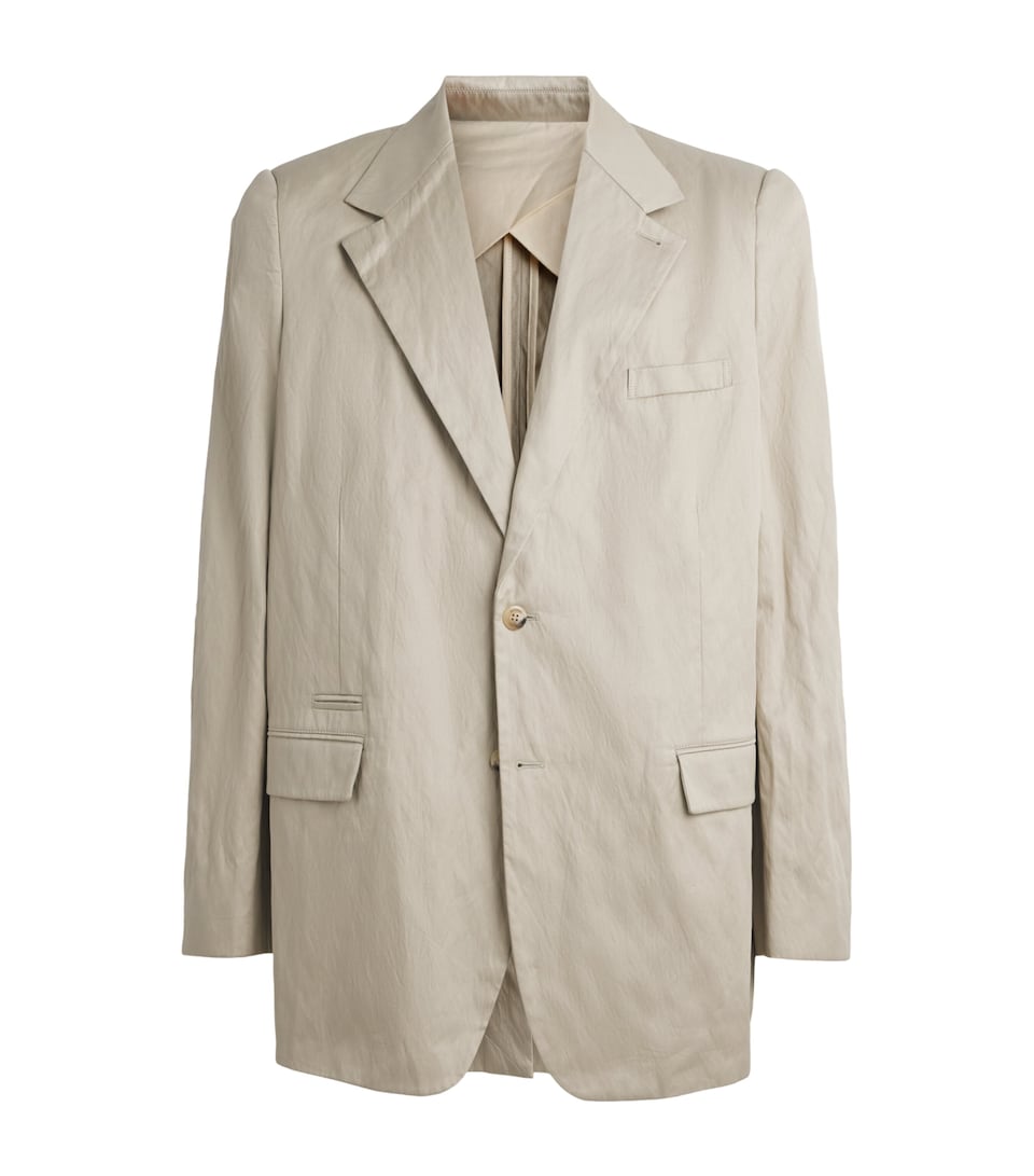 Willy Chavarria Mens Cotton-Blend Crinkled Chuco Blazer Stucco