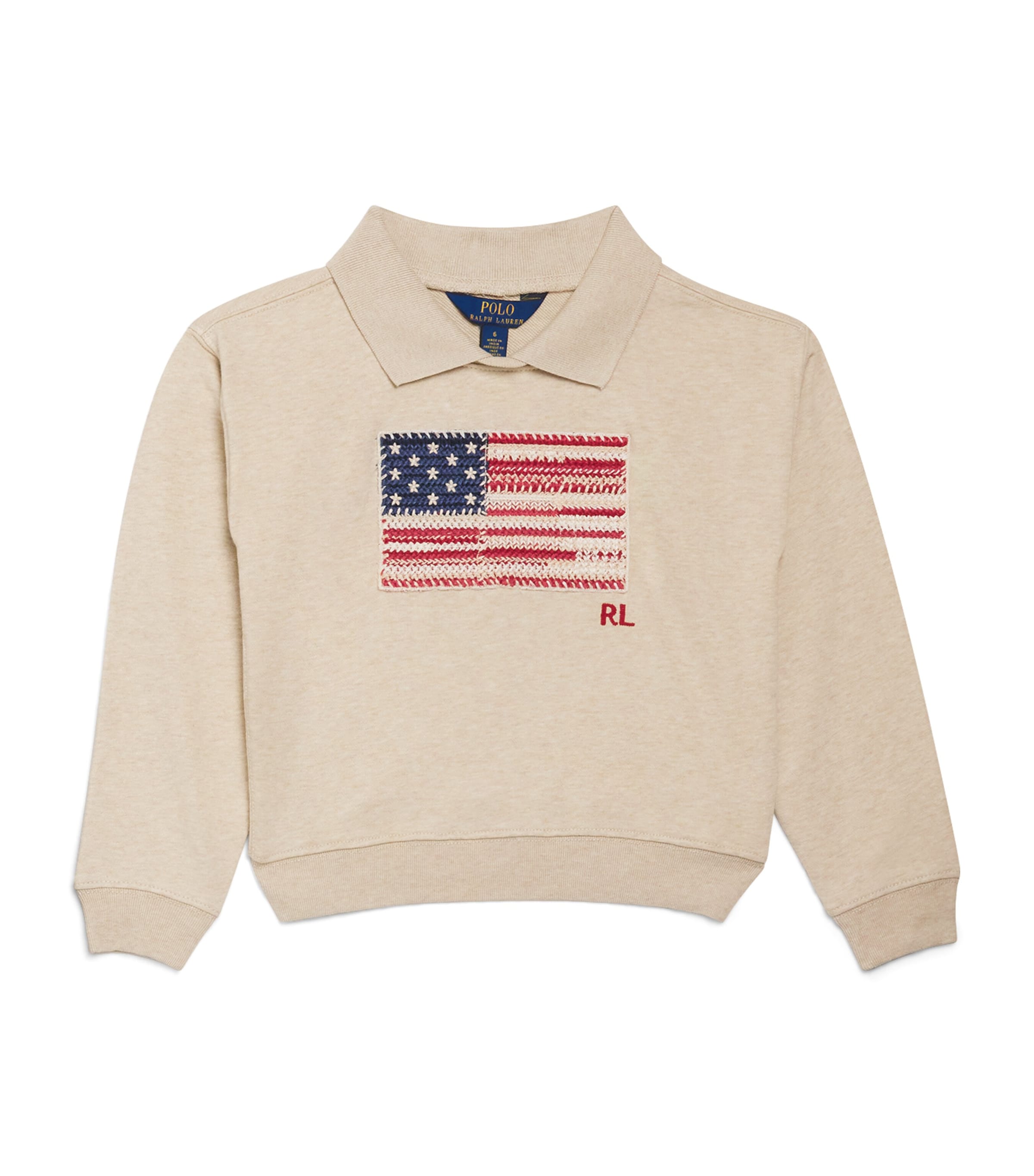 Ralph Lauren Kids Cotton American Flag Sweatshirt (2-7 Years) Expedition Dune Hth