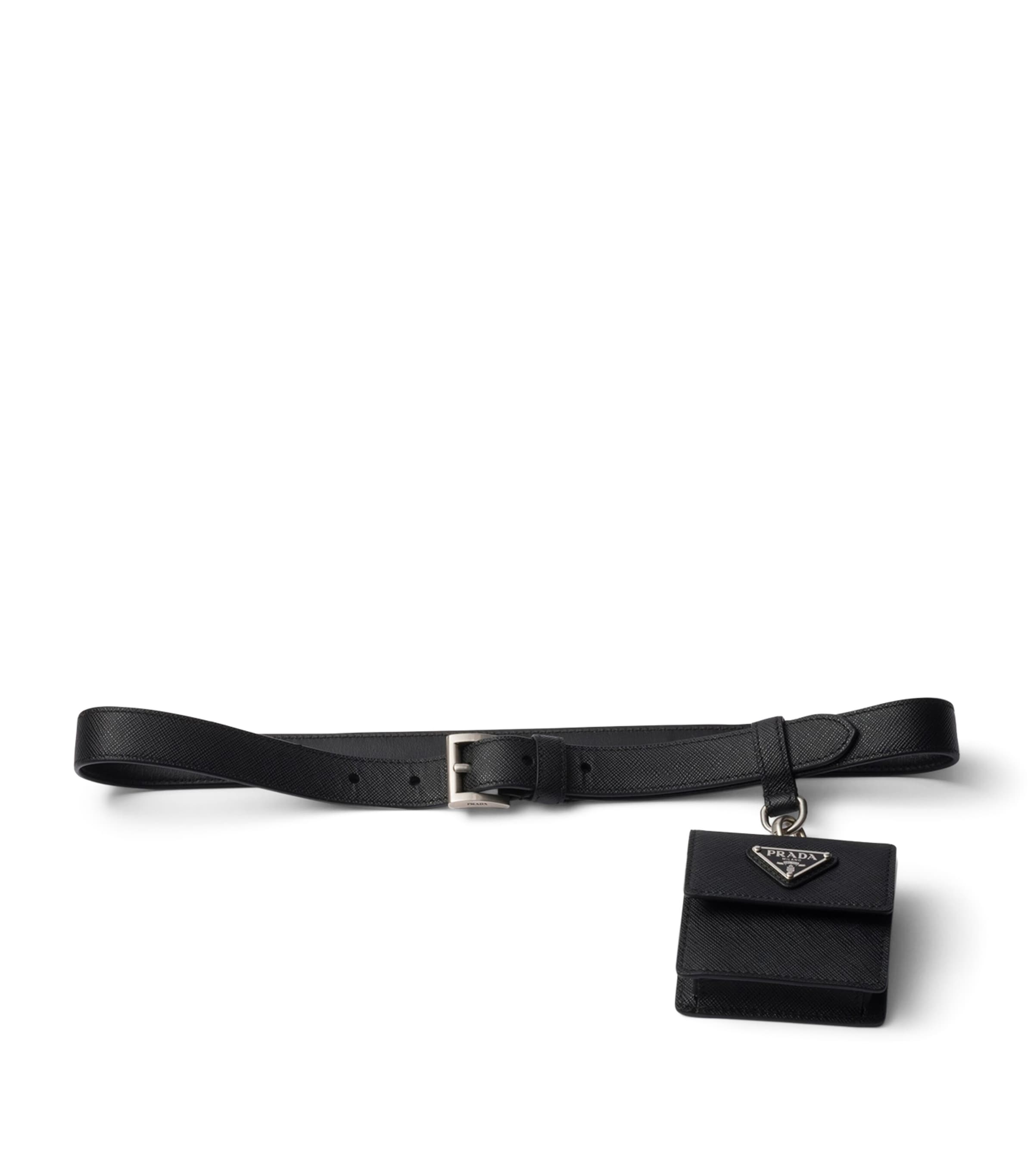 Saffiano Leather Belt with Pouch