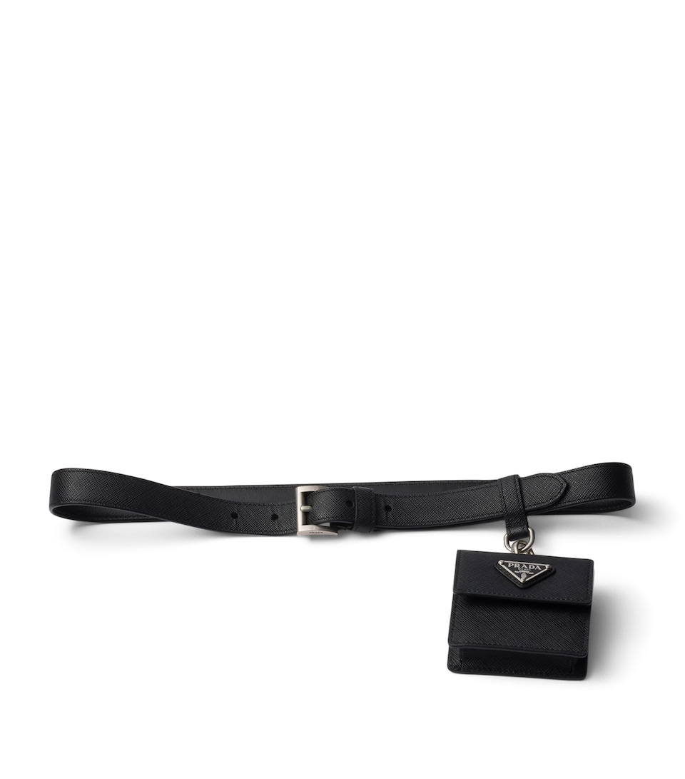 Saffiano Leather Belt with Pouch