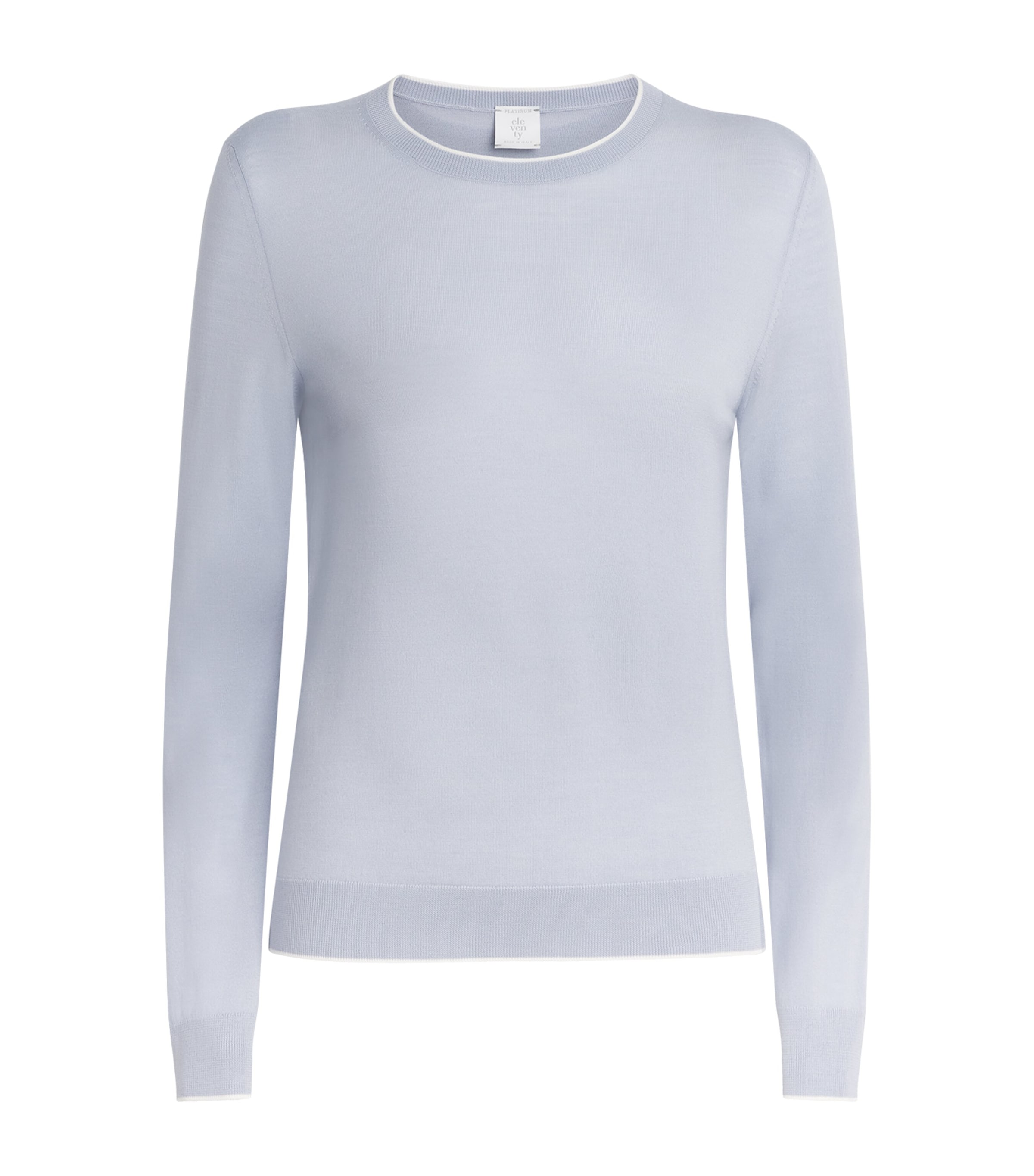 Eleventy Womens Wool Crew-Neck Sweater Nuvola, Bianco