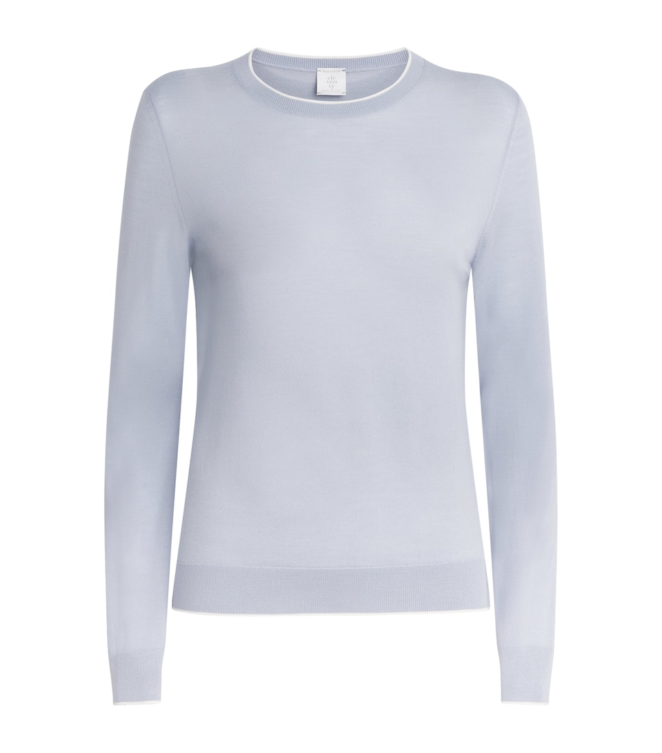 Eleventy Womens Wool Crew-Neck Sweater Nuvola, Bianco