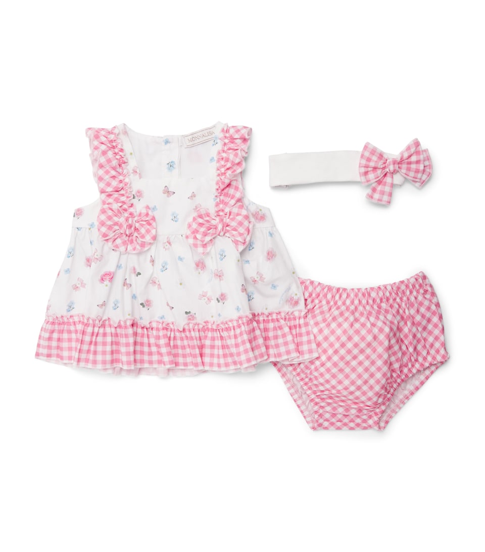 Monnalisa Floral Dress and Bloomers Set (1-9 Months) White+fairytale Pink