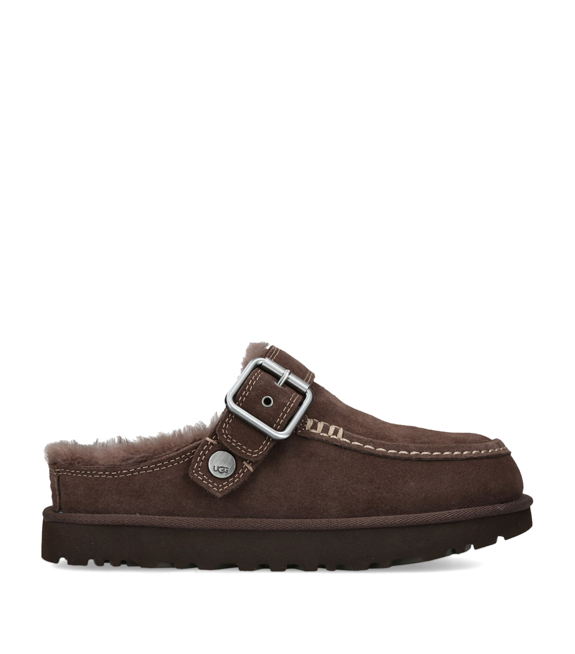 UGG Suede Goldenstar Evelina Clogs Dark Brown