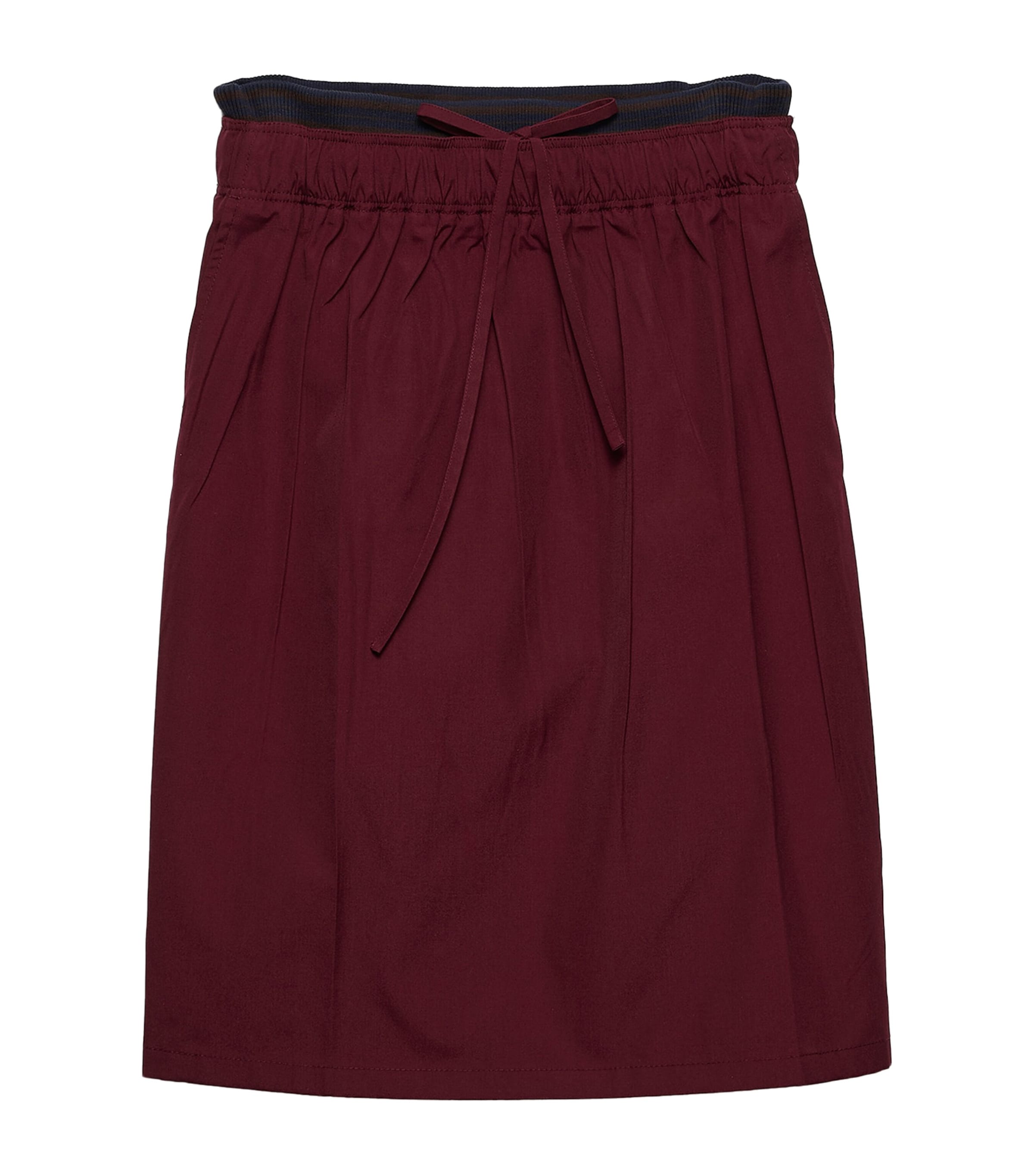 Prada Womens Drawstring Midi Skirt Burgundy