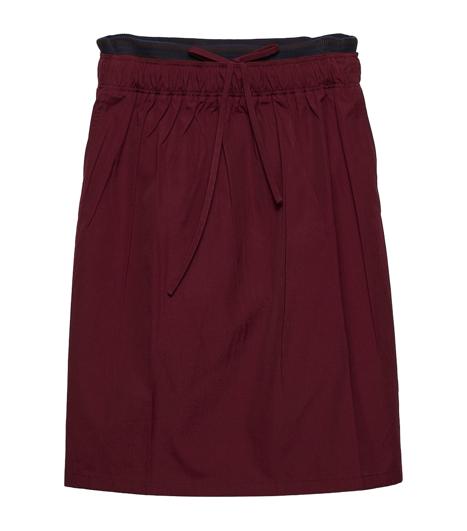 Prada Womens Drawstring Midi Skirt Burgundy