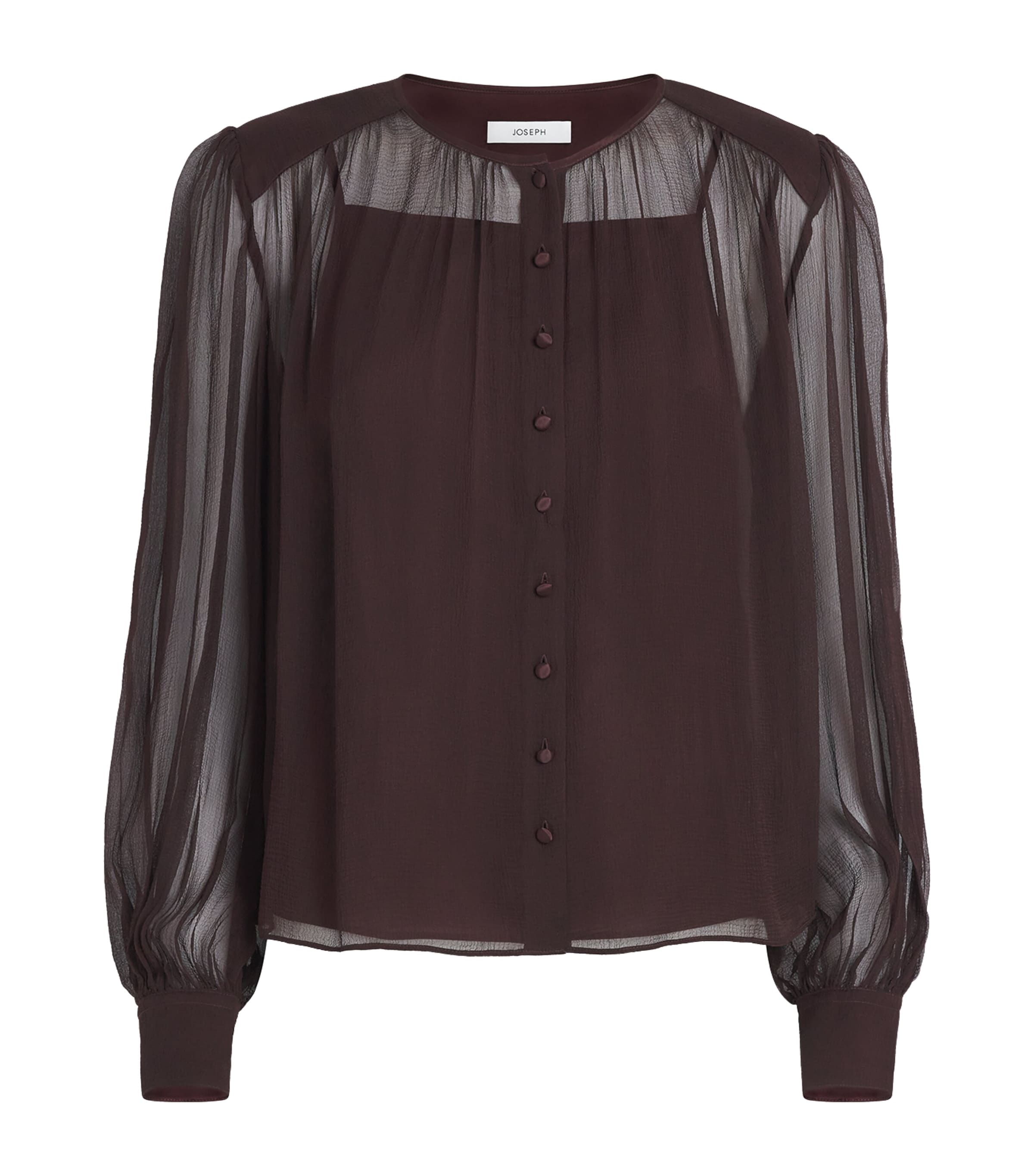 Joseph Womens Silk Chiffon Elisa Blouse Mahogany