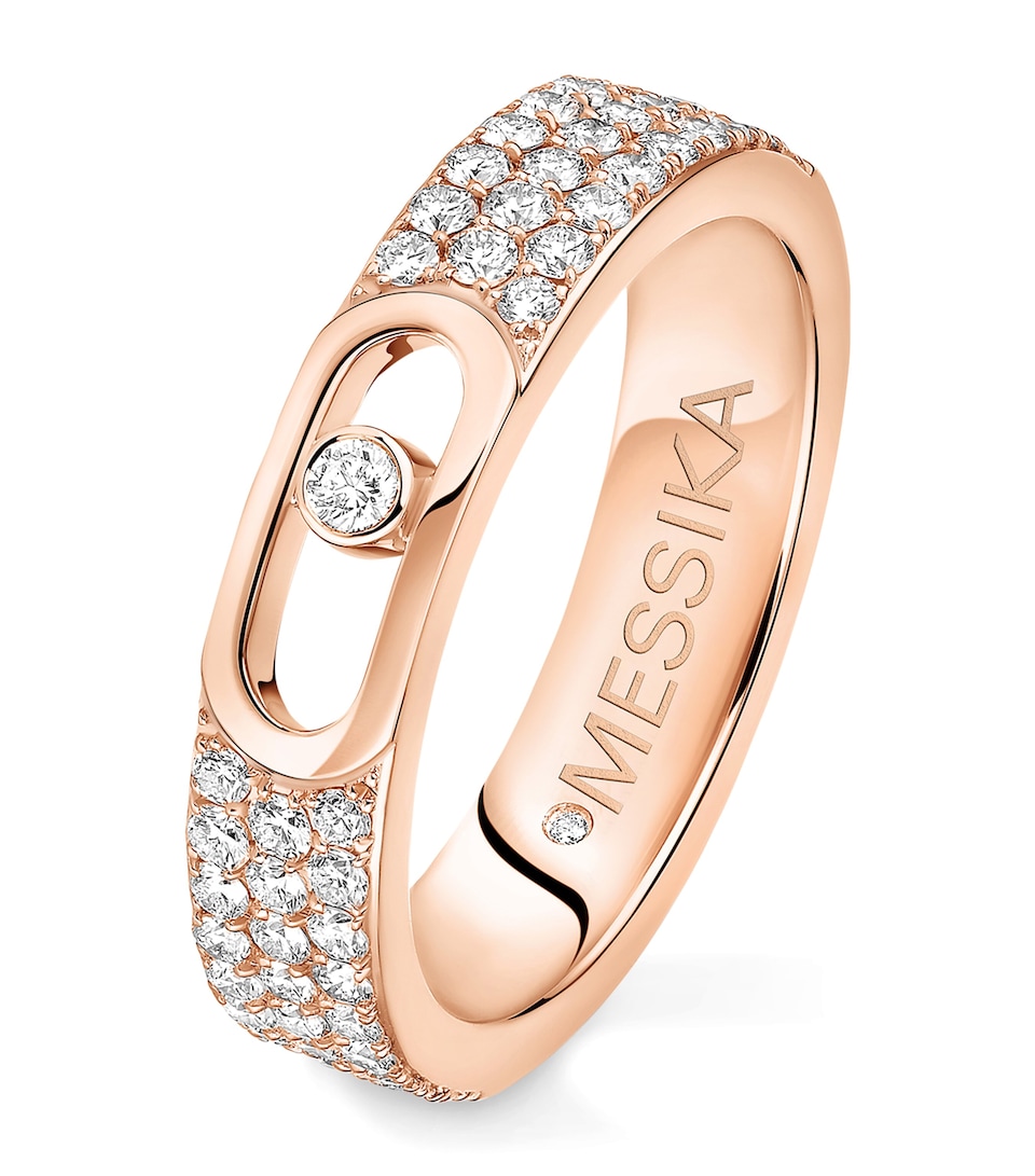 Messika Move Joaillerie Pink Gold and Diamond Pavé Wedding Ring Pink Gold