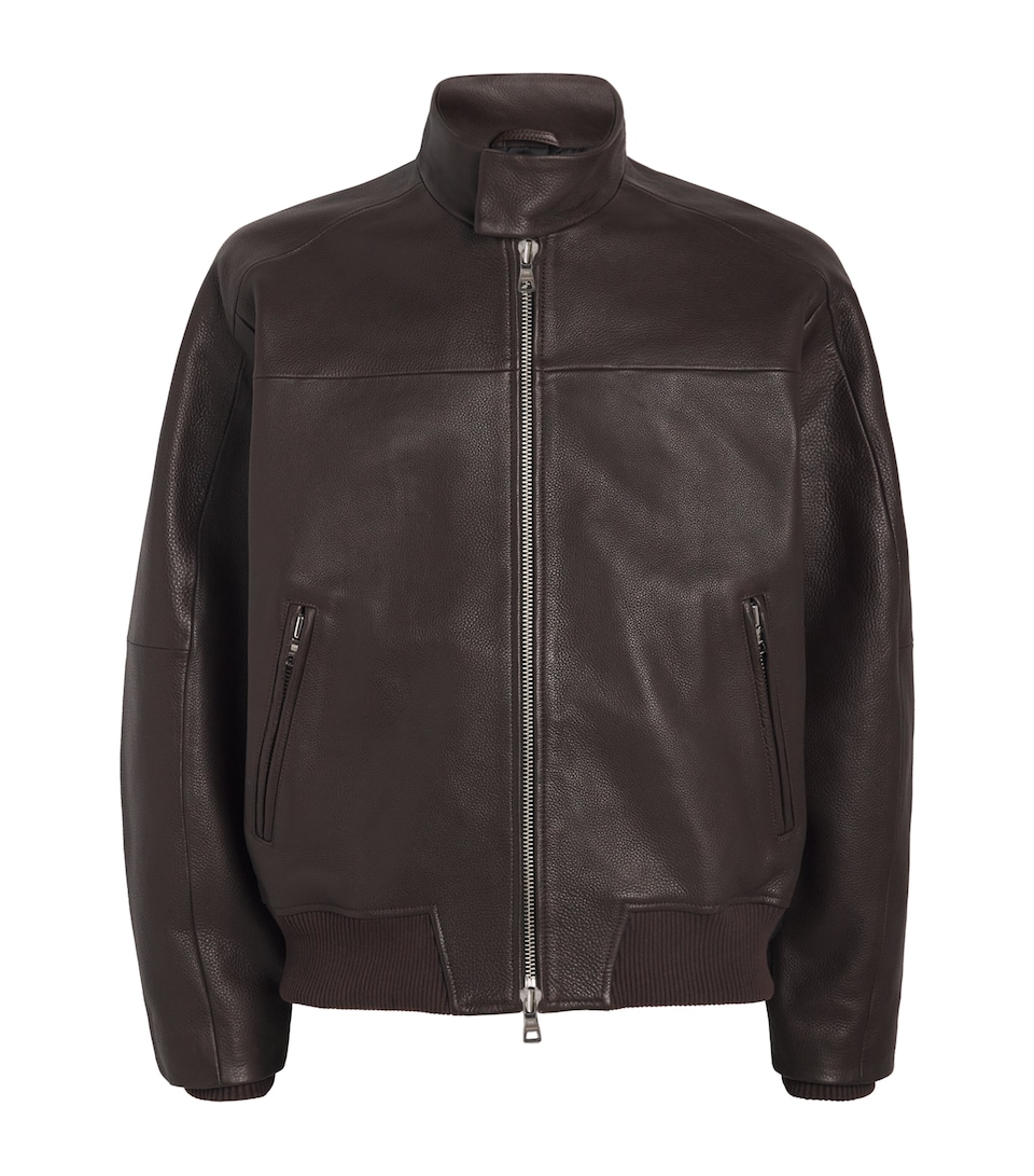 Won Hundred Mens Leather Bomber Jacket Coffee Bean