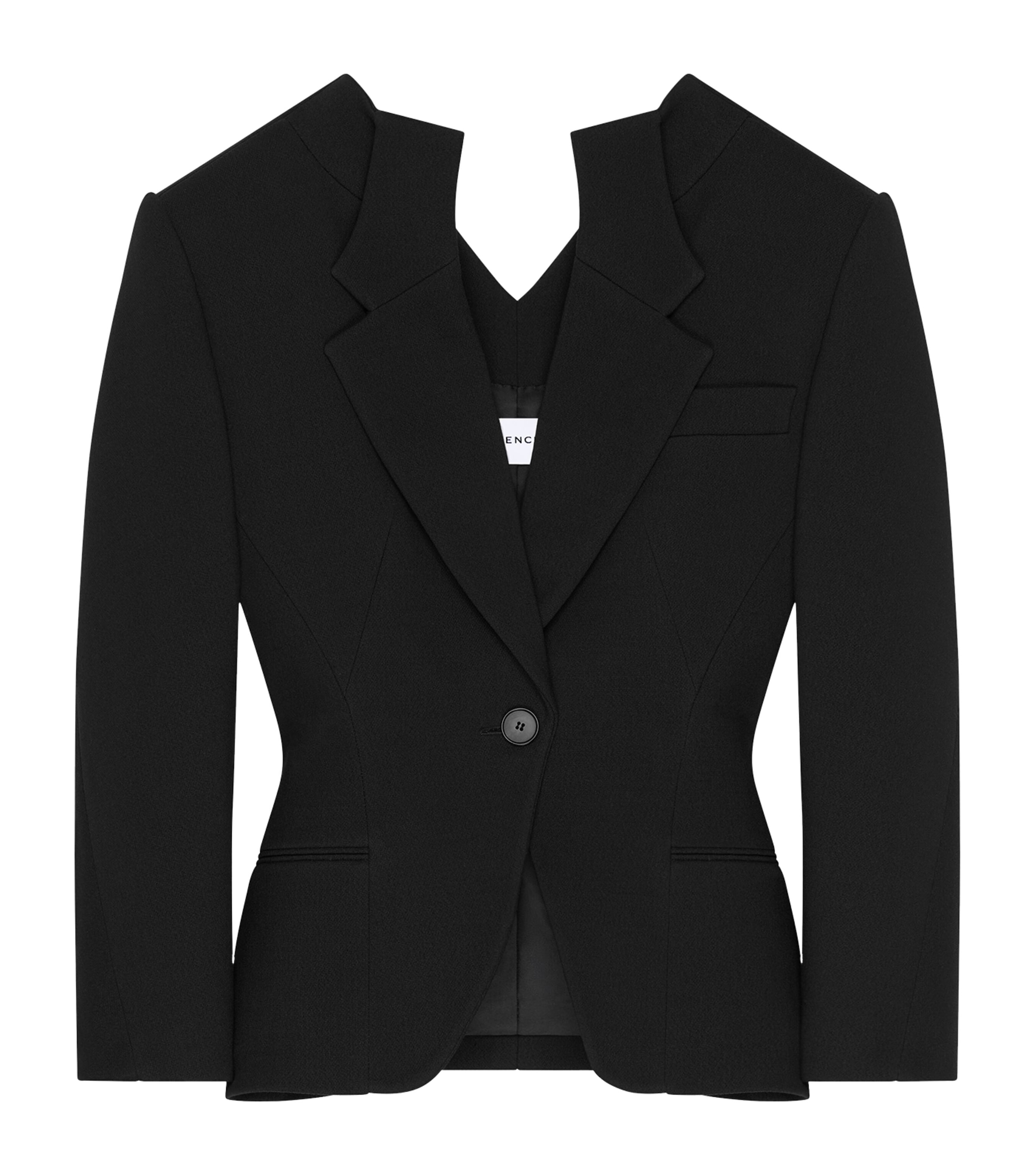 Wool-Blend Open-Back Blazer