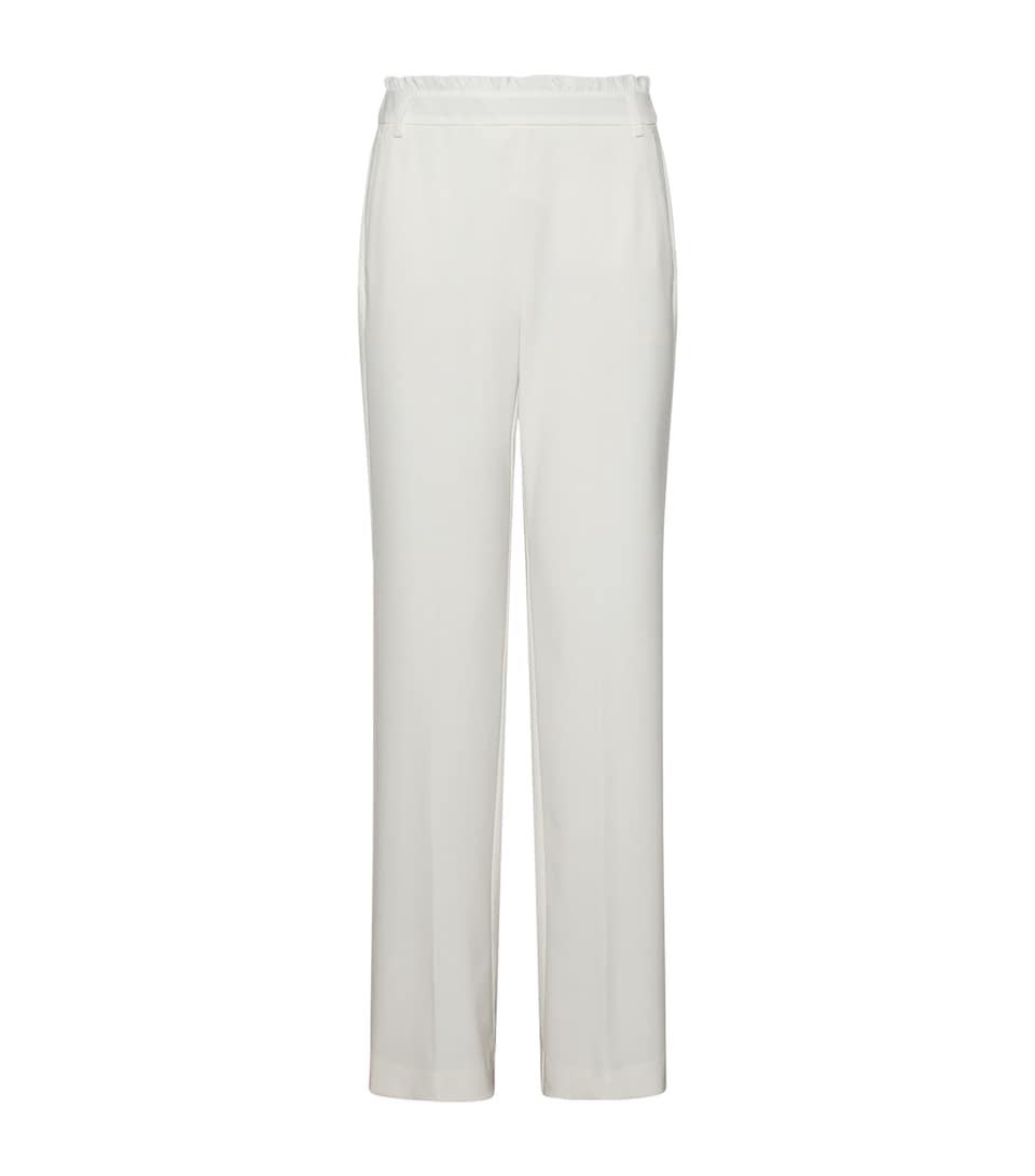 Marella Womens x Cora Corré Ruffled Straight Trousers Ivory