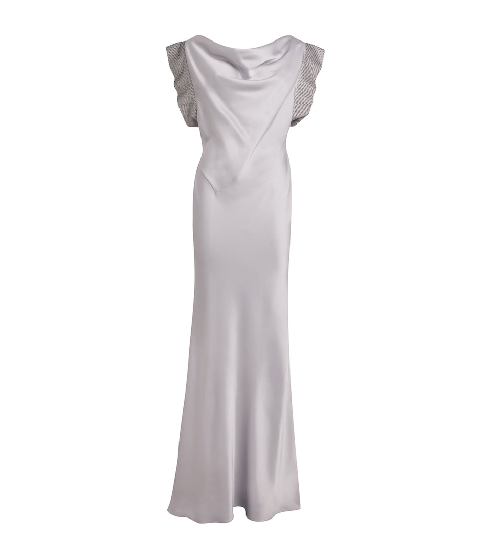 Satin Crystal-Embellished Gown