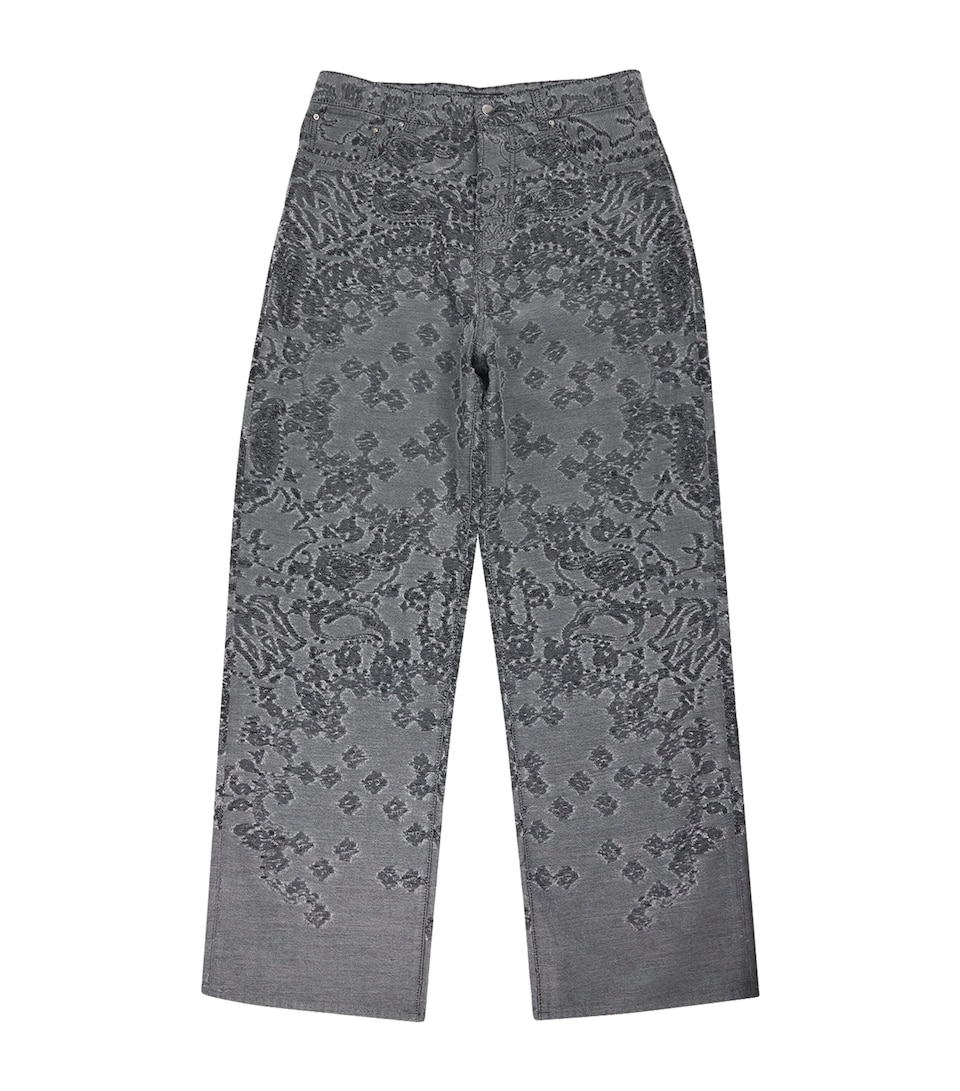 Distressed Bandana Straight Jeans