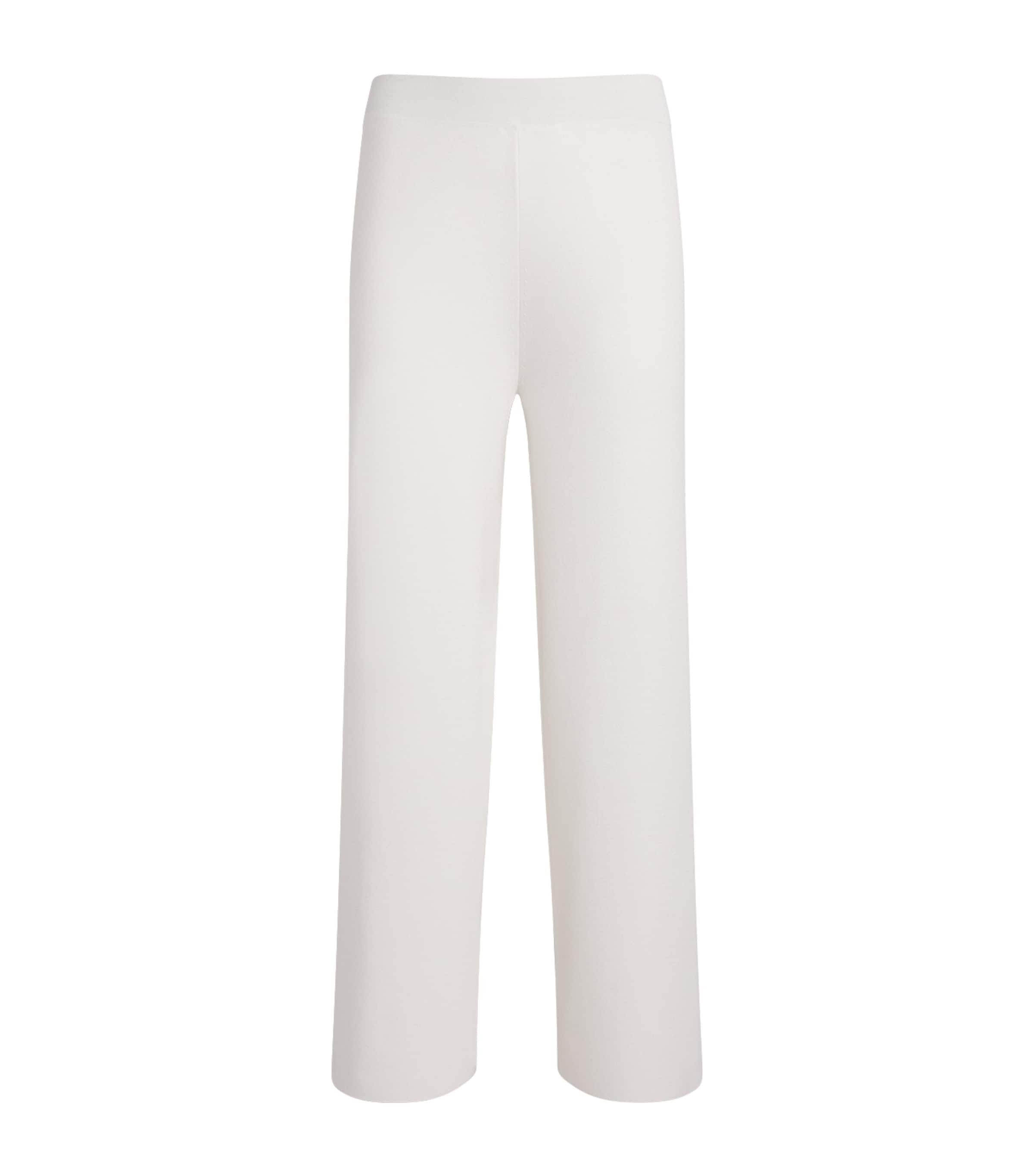 MM Womens Knitted Wide-Leg Trousers White