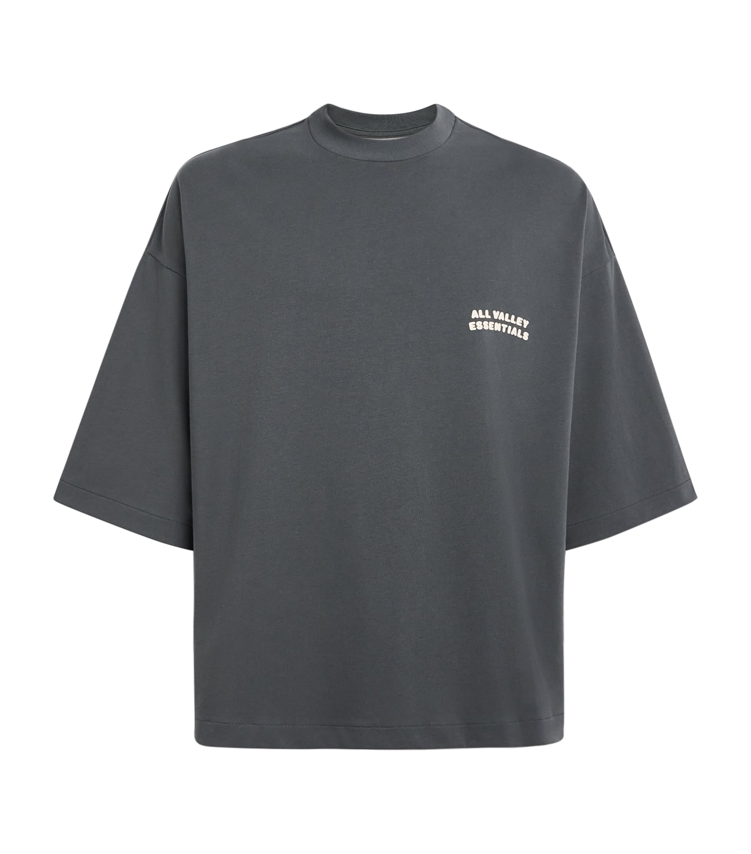 FEAR OF GOD ESSENTIALS Mens Cotton Boxy Merch T-Shirt Iron Grey