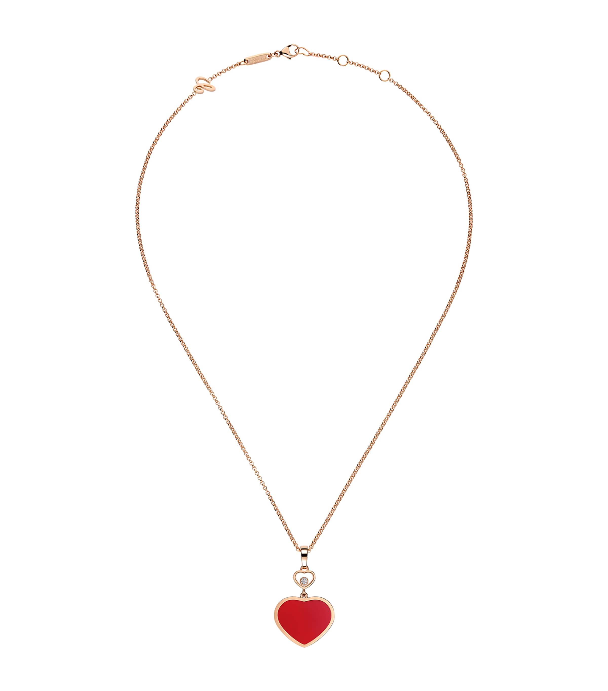 Chopard Rose Gold, Carnelian and Diamond Happy Hearts Pendant Rose Gold