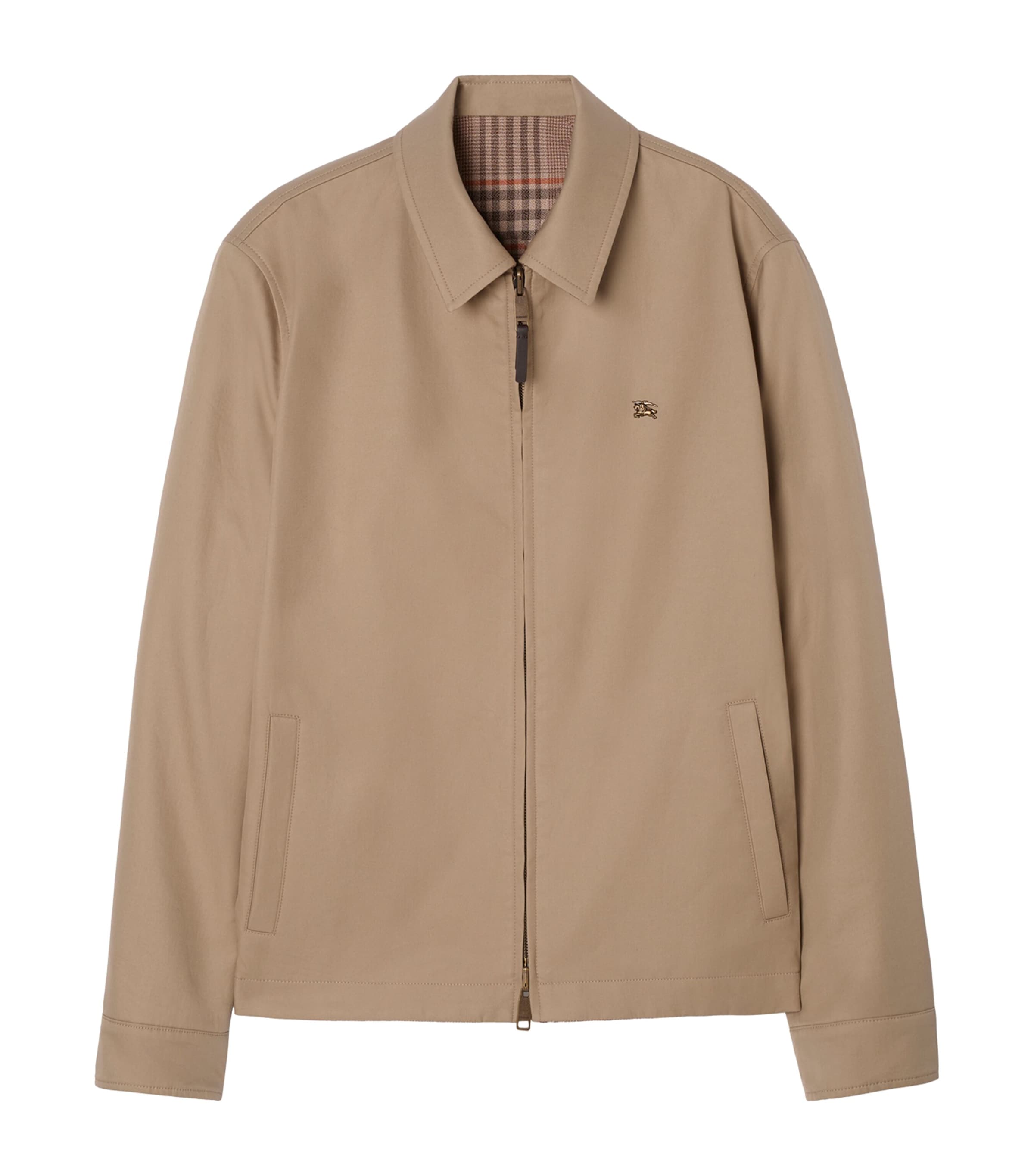 Burberry Mens Gabardine Reversible Bloomsbury Harrington Jacket Sandstone Bge Ip Chk