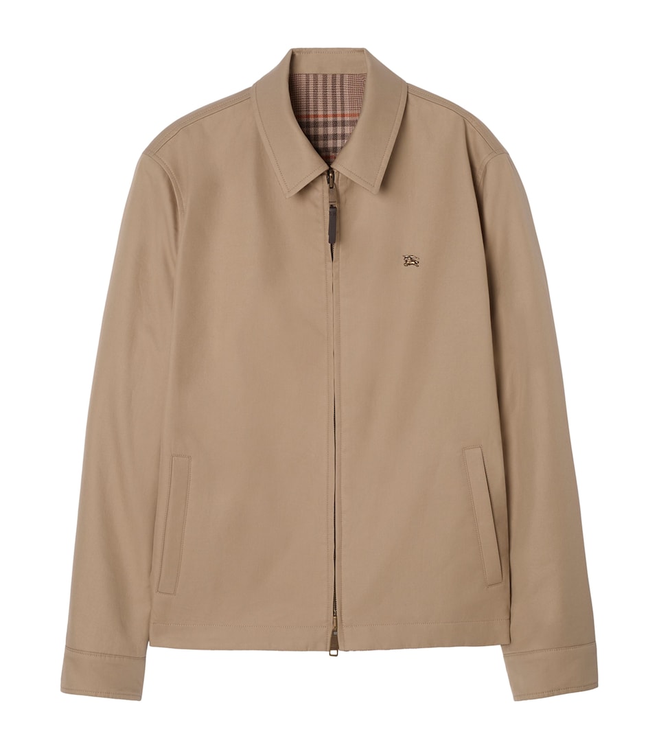 Burberry Mens Gabardine Reversible Bloomsbury Harrington Jacket Sandstone Bge Ip Chk