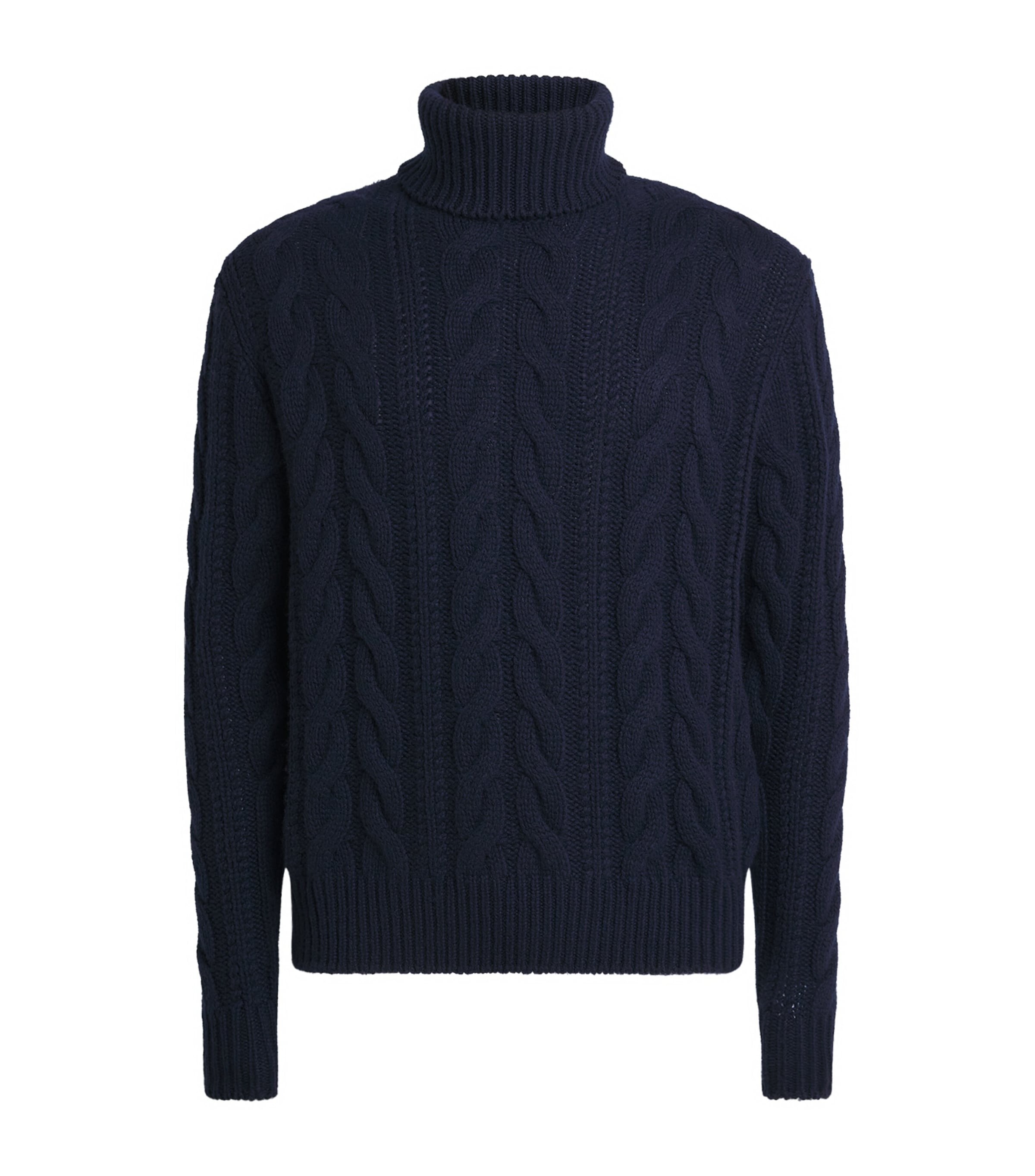 Ralph Lauren Purple Label Mens Cashmere Cable-Knit Sweater Classic Chairman Nvy