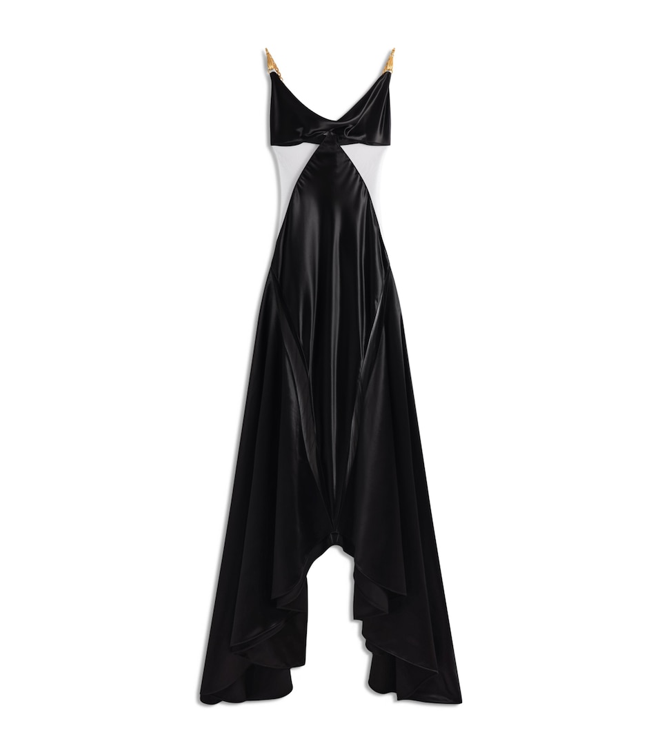 Schiaparelli Womens Satin Bias-Cut Gown Black