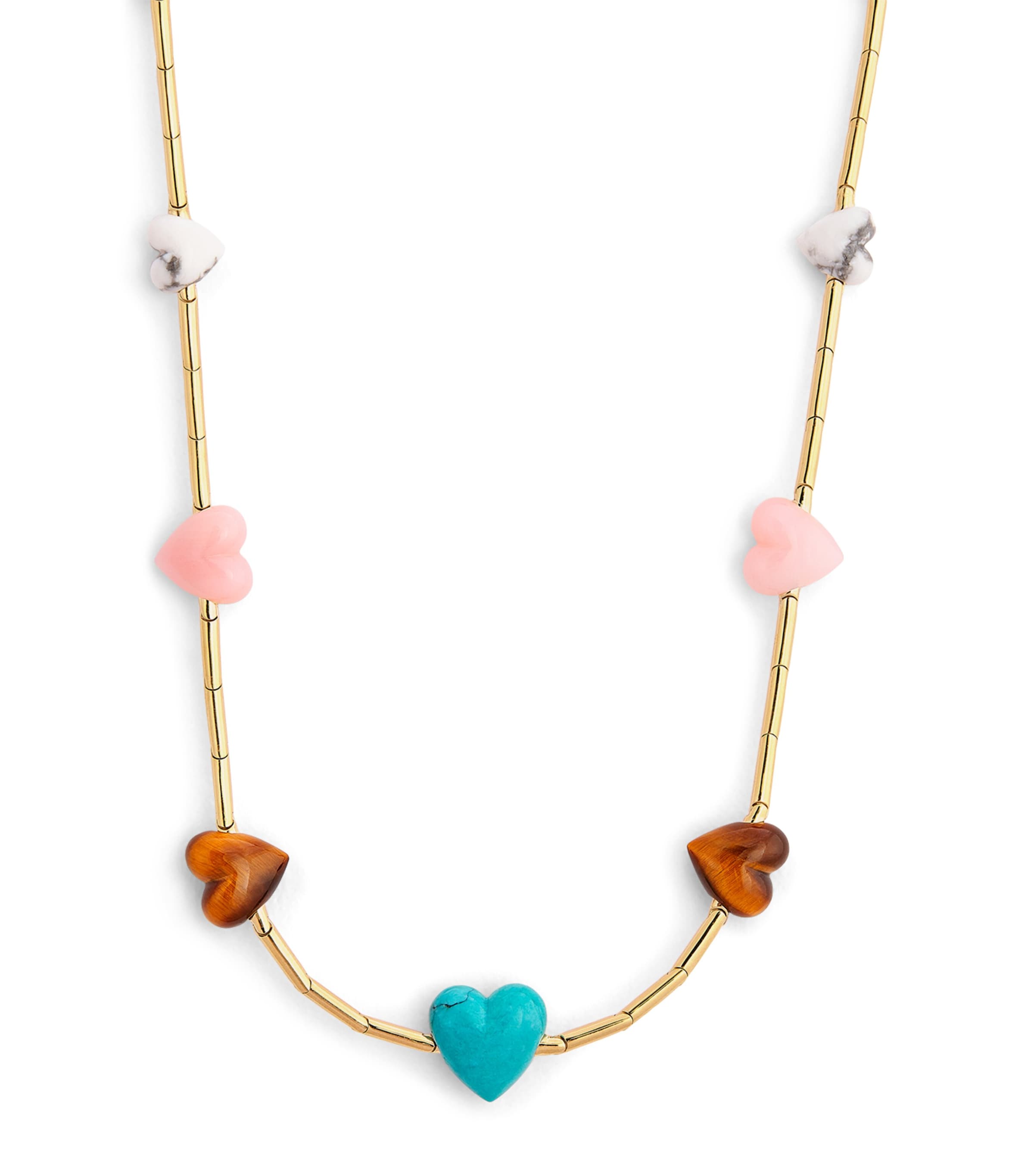 Yellow Gold and Mixed Stone Heart Canyon Necklace