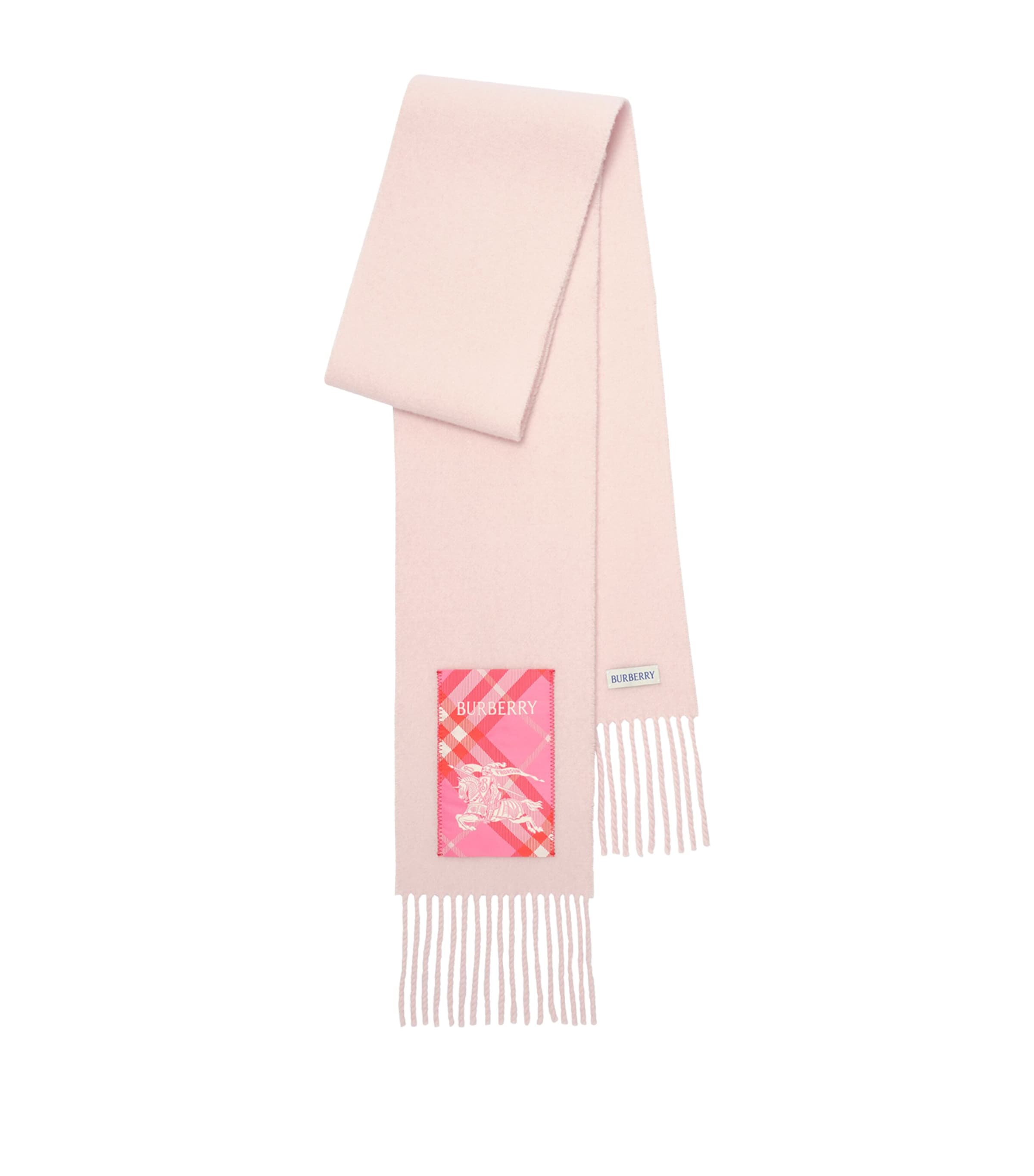 Burberry Cashmere Check-Label Narrow Scarf Quartz Pink