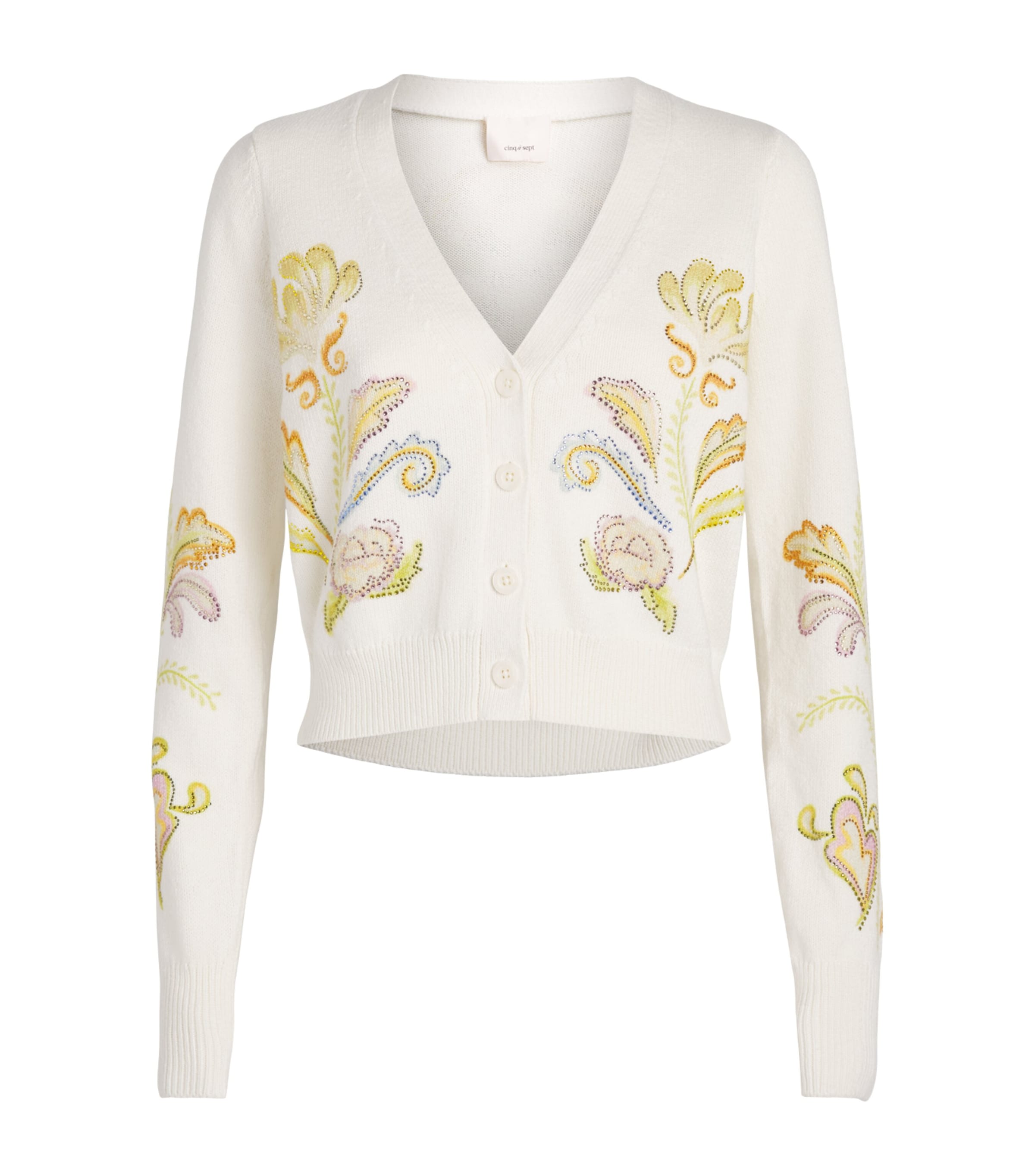 Cinq A Sept Womens Embroidered Nikko Cardigan Starch