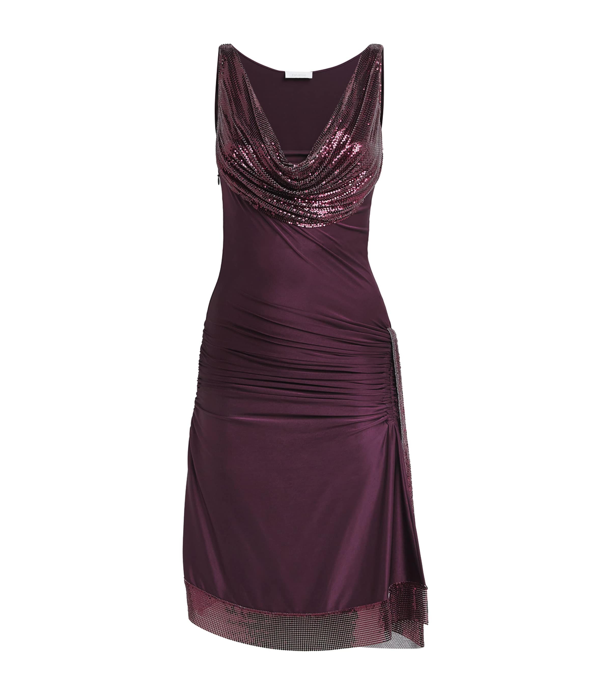 Rabanne Womens Embellished Midi Dress Burgundy