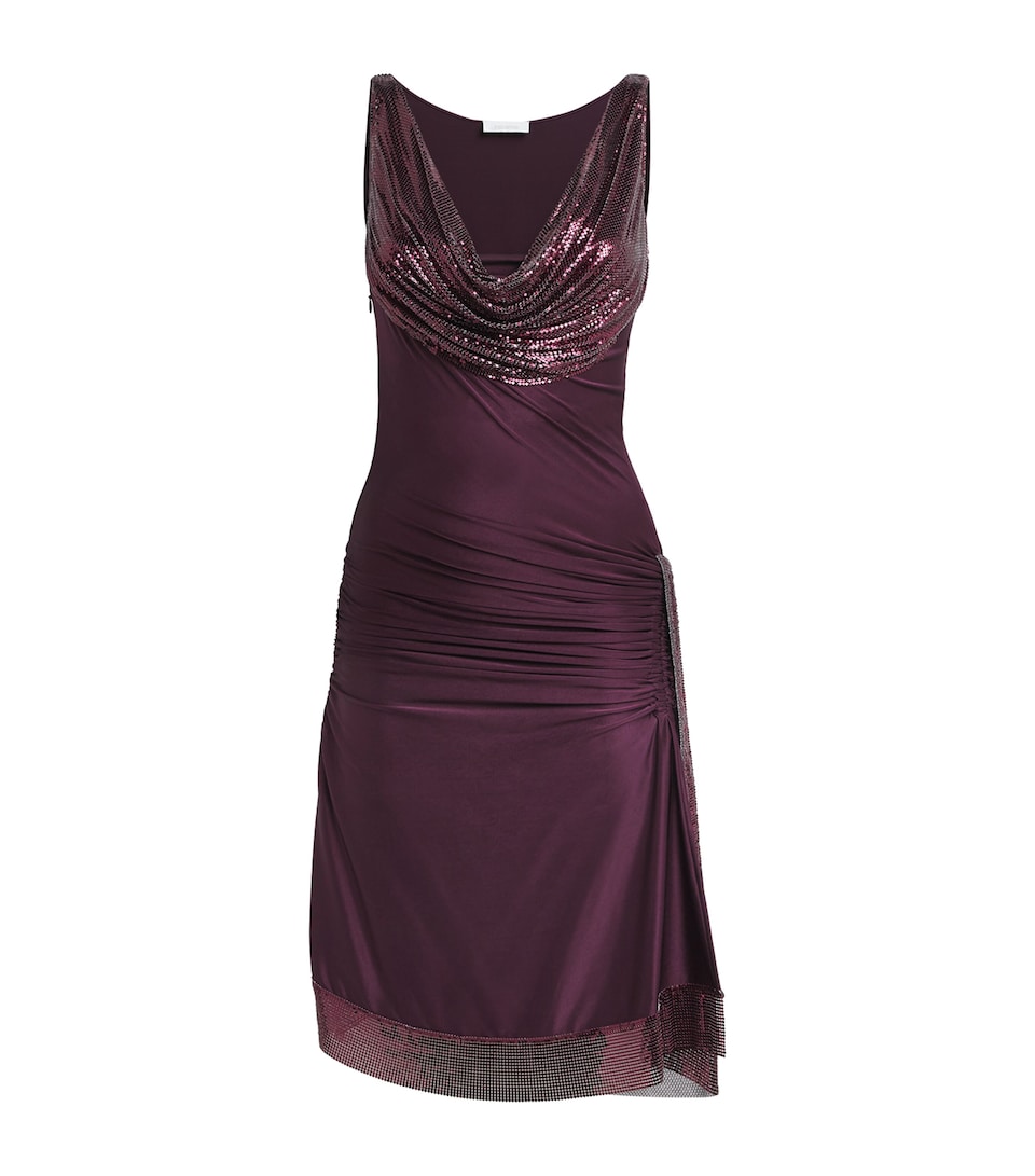 Rabanne Womens Embellished Midi Dress Burgundy
