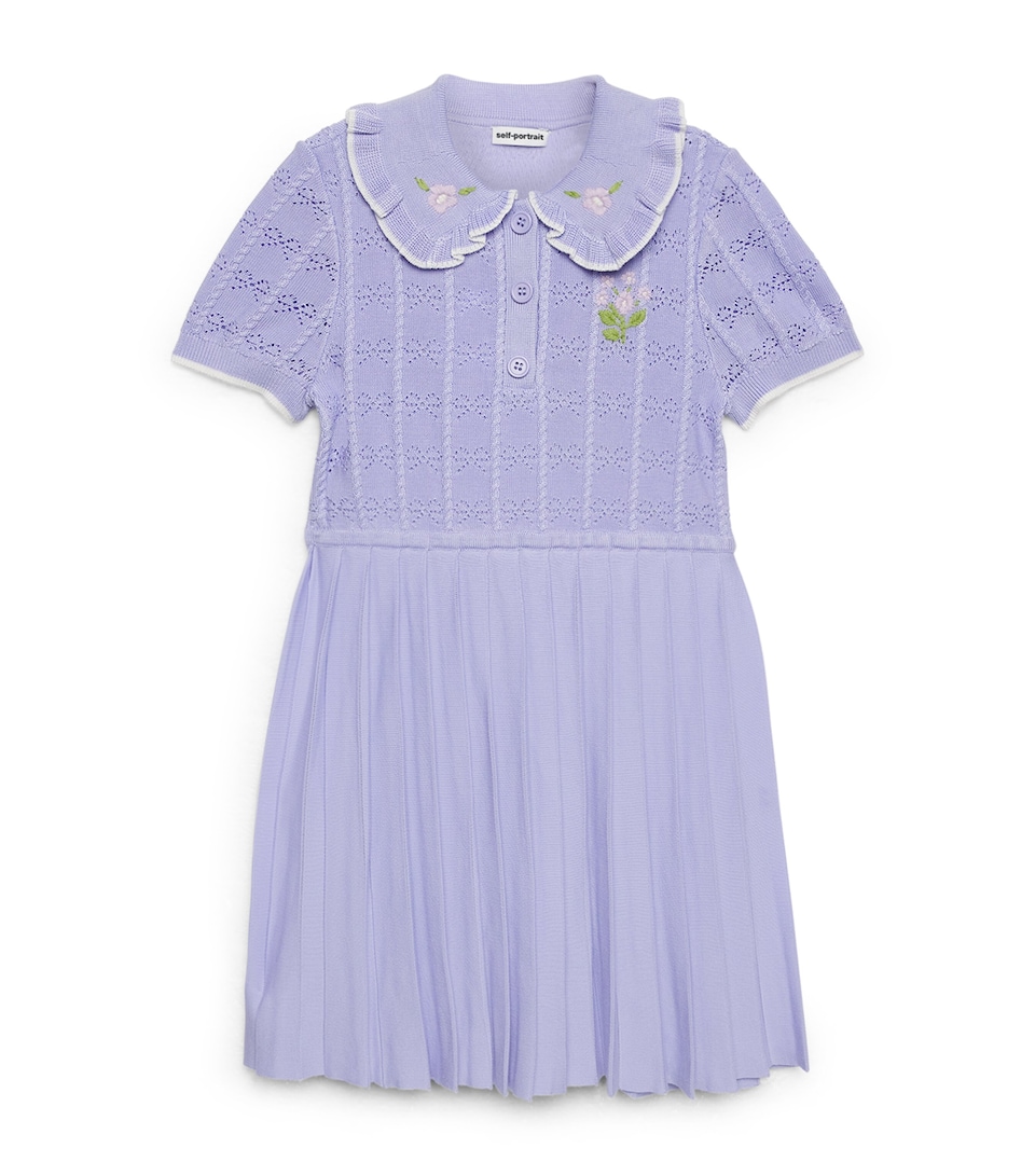 Self-Portrait Kids Pointelle Pleated Dress (3-12 Years) Lilac