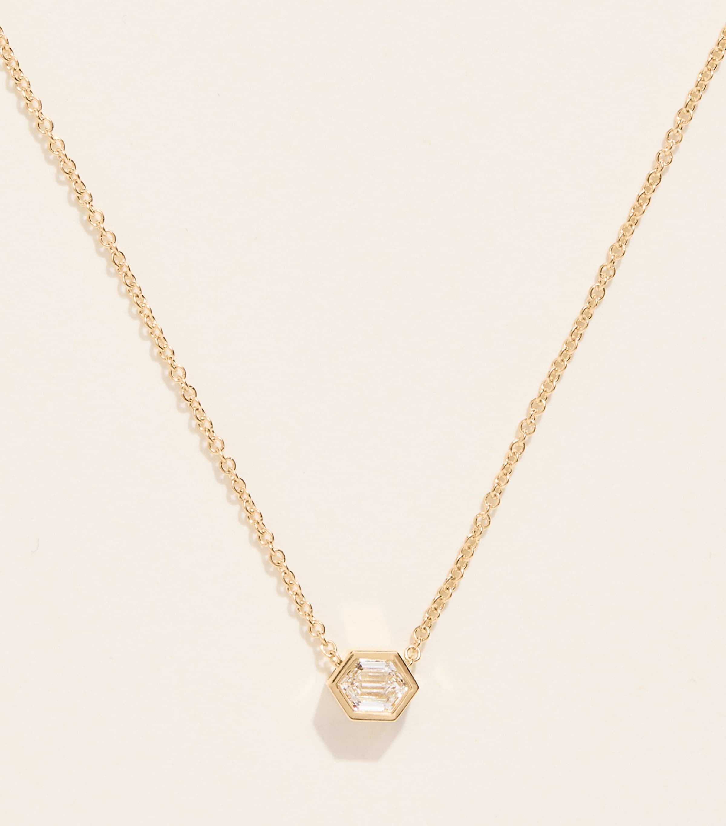 Azlee Yellow Gold and Hexagon Diamond Trace Necklace Yellow Gold