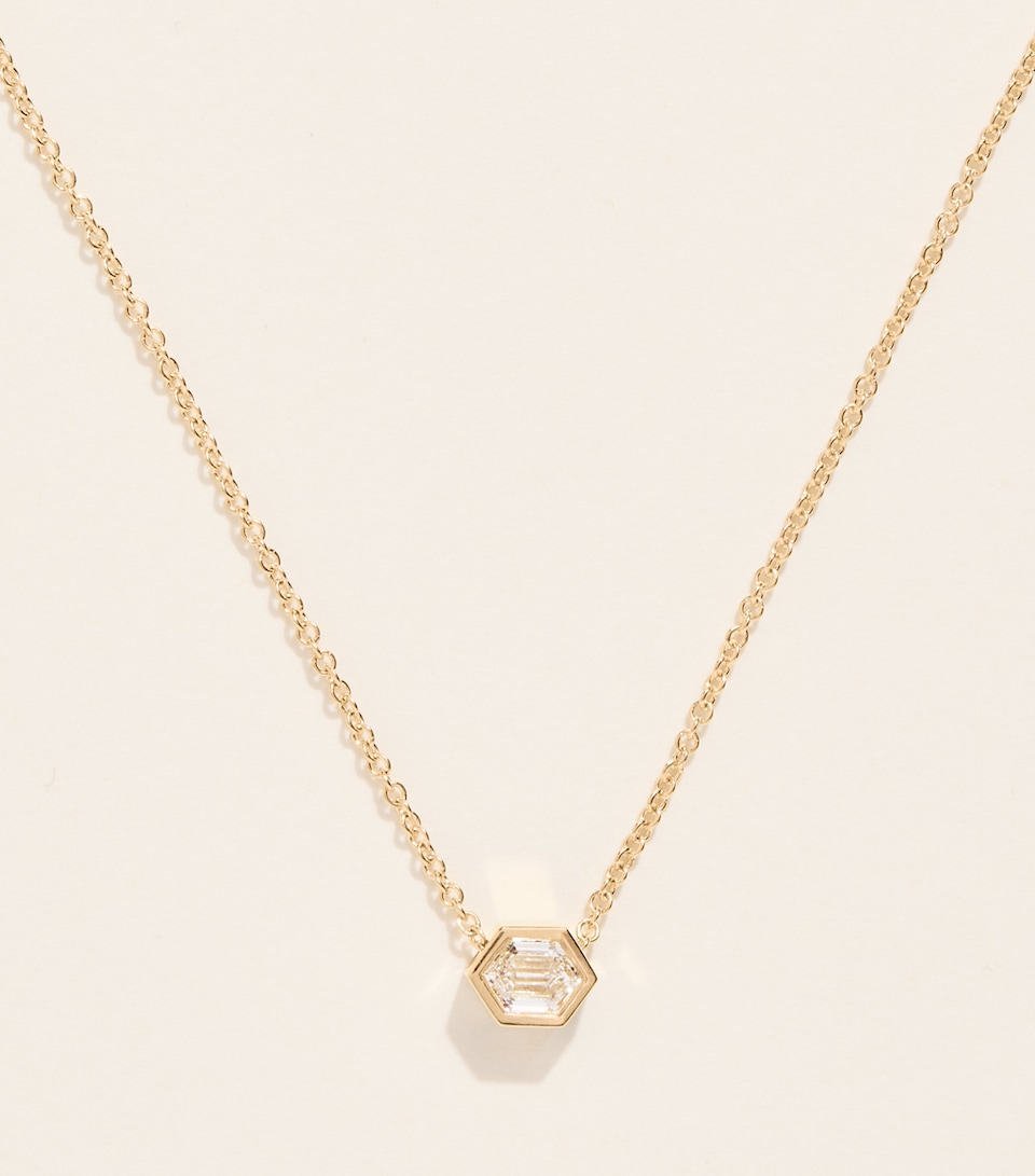 Azlee Yellow Gold and Hexagon Diamond Trace Necklace Yellow Gold