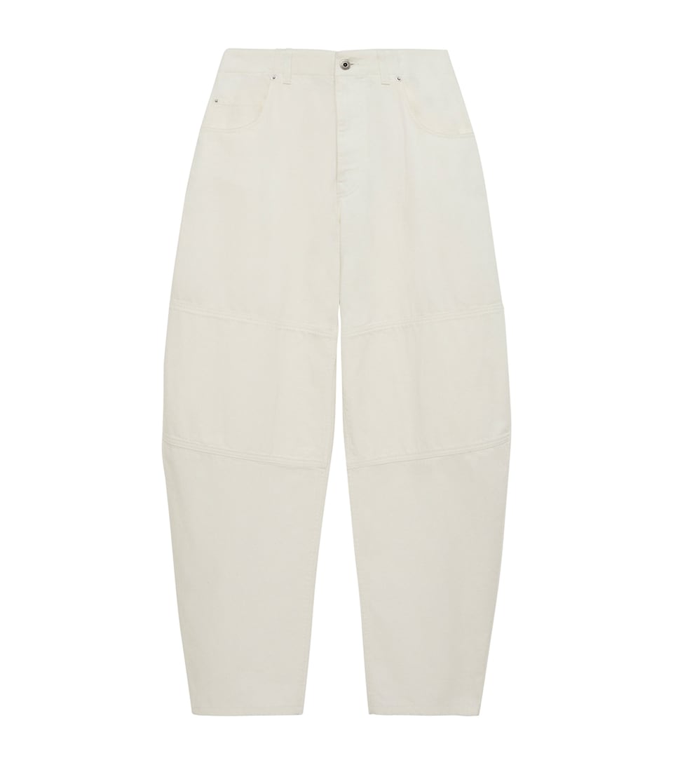LOEWE Womens Mid-Rise Barrel-Leg Jeans White