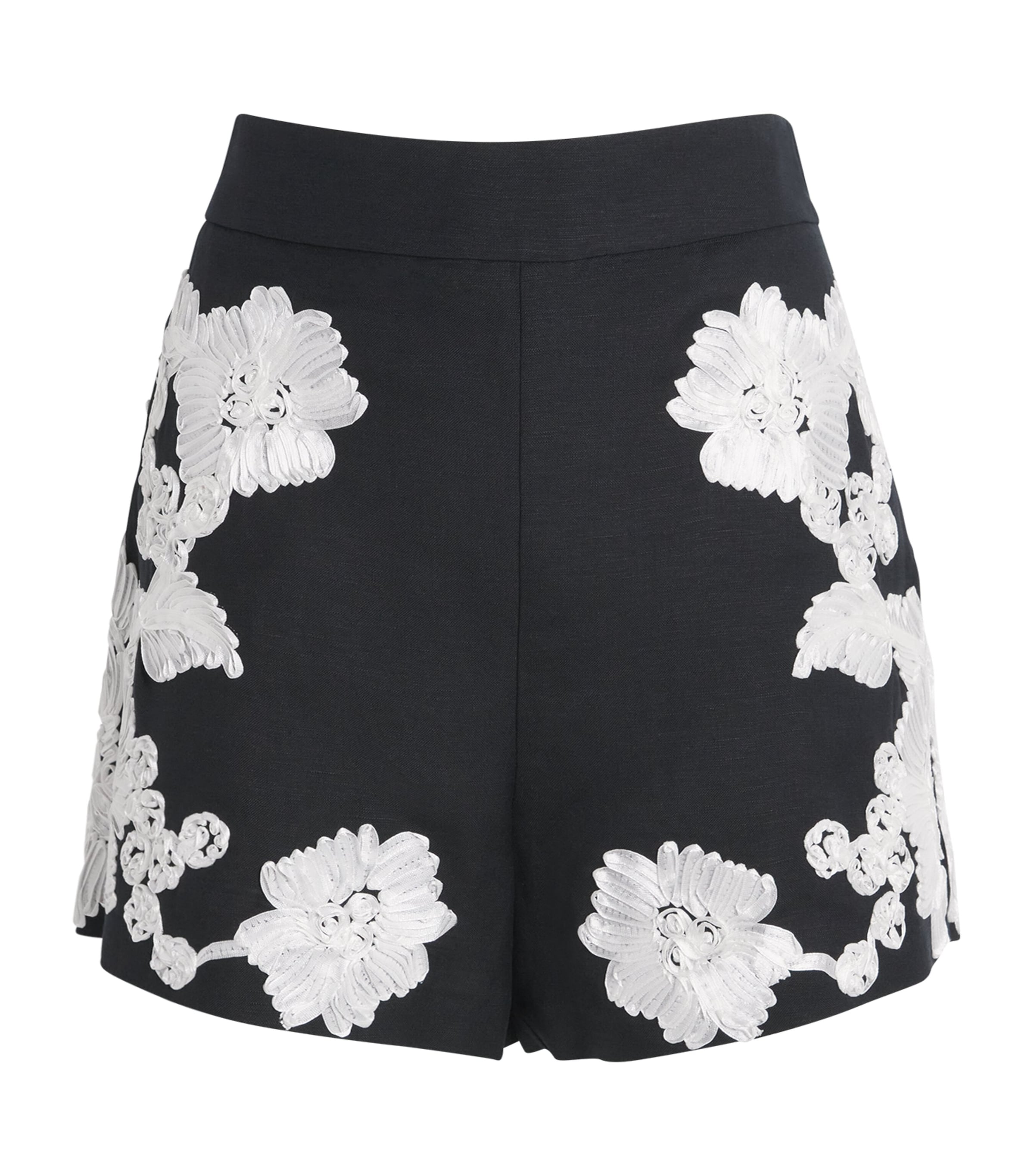 Linen-Blend Embroidered Shorts