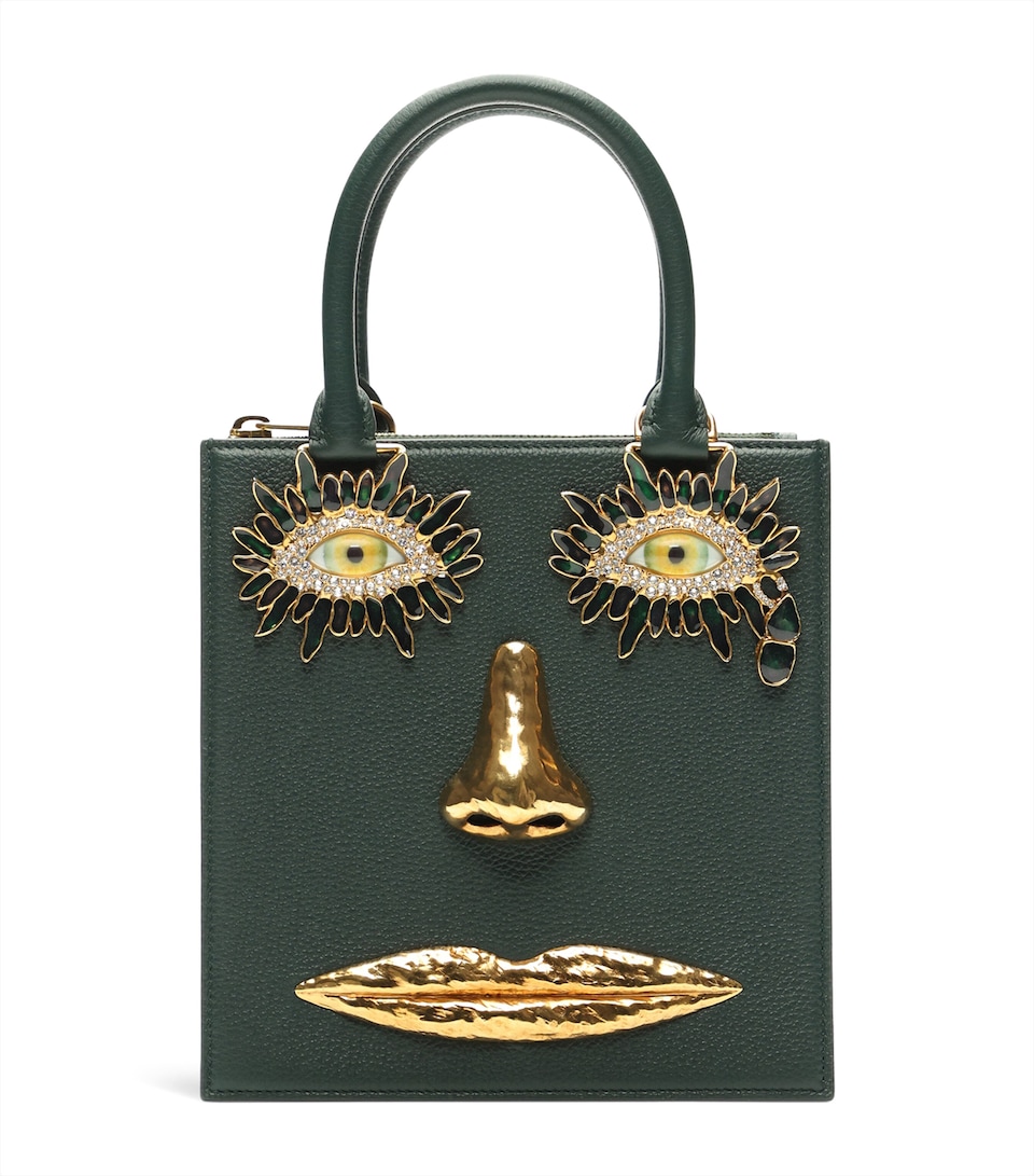 Schiaparelli Leather Face Top-Handle Bag Dark Green