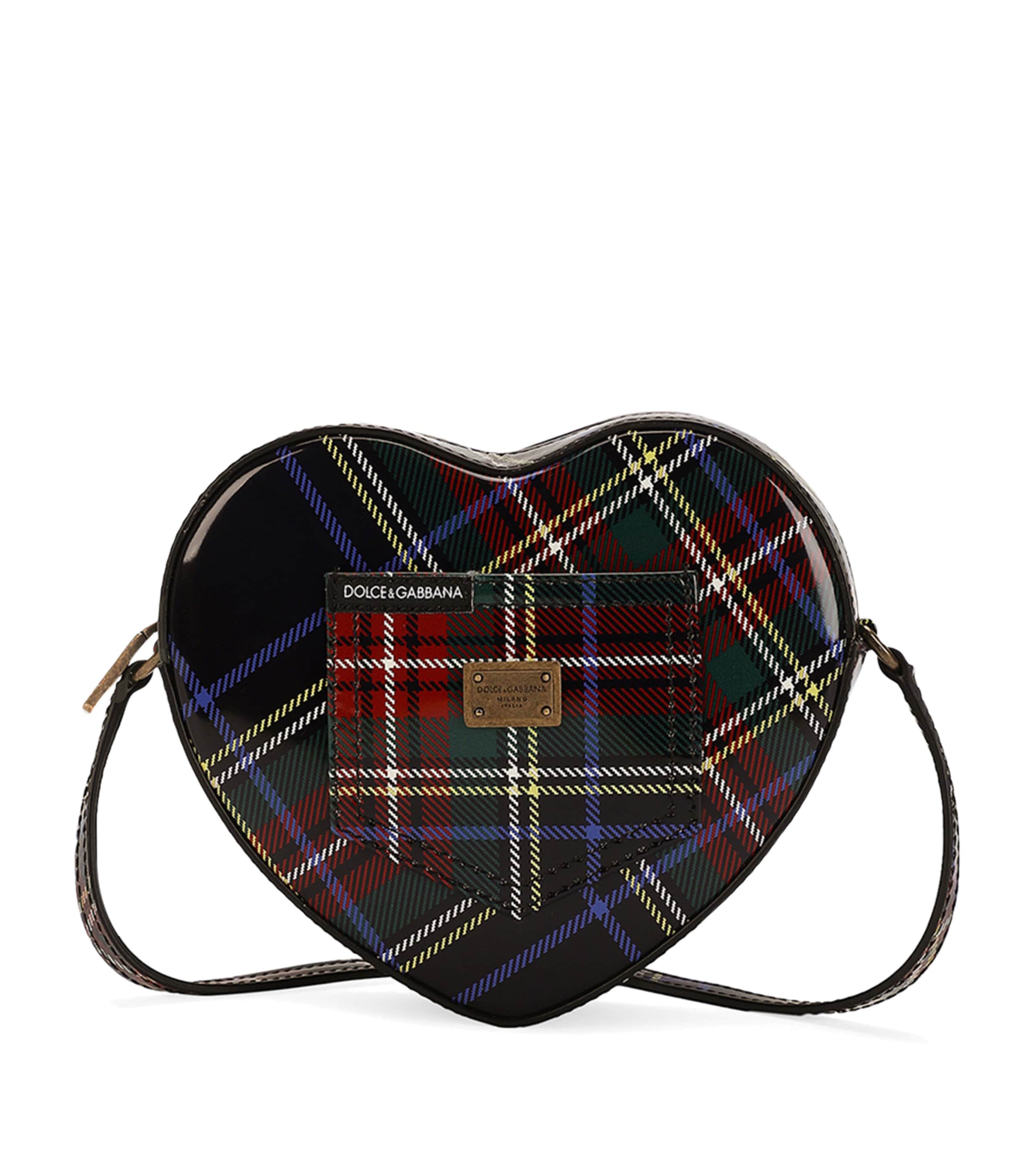 Calfskin Tartan Heart Shoulder Bag