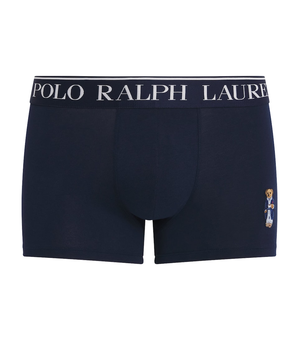 Polo Ralph Lauren Mens Stretch-Cotton Polo Bear Trunks Cruise Navy Bear