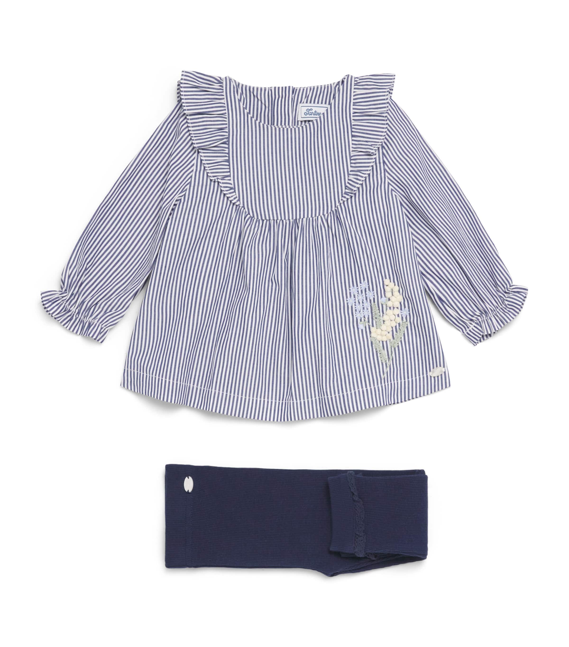 Tartine et Chocolat Stripe Blouse and Leggings Set (3 Months-4 Years) Nuage