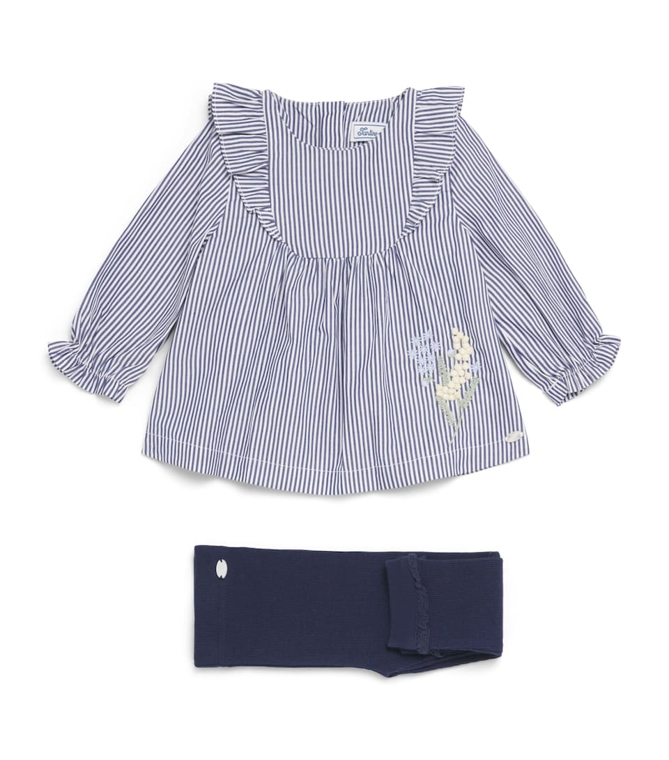 Tartine et Chocolat Stripe Blouse and Leggings Set (3 Months-4 Years) Nuage