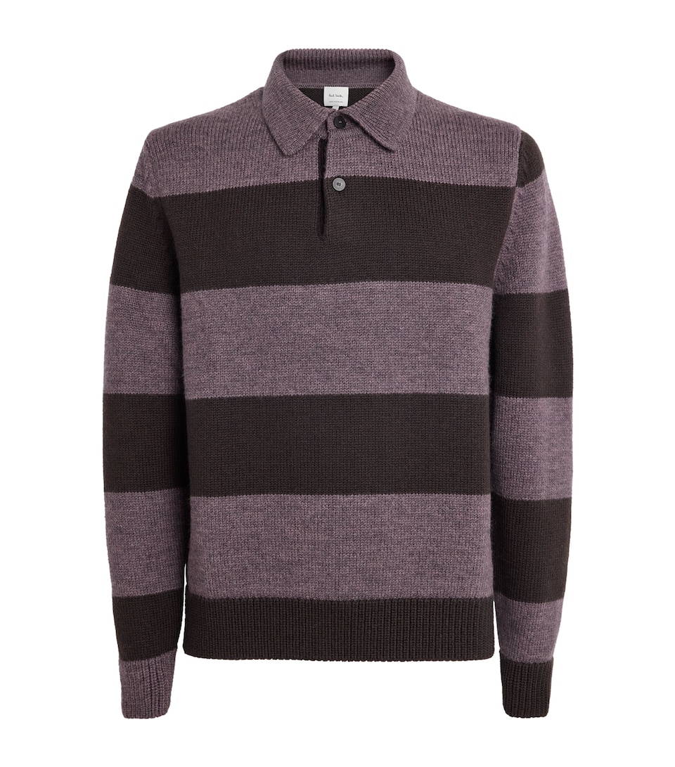 Wool Stripe Polo Sweater