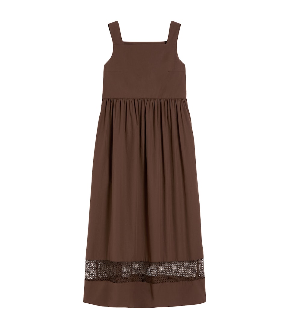 Cotton Lace-Trim Midi Dress